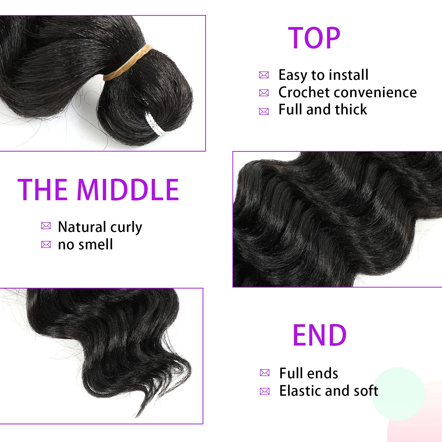 Ocean Wave Crochet Hair 20Inch Deep Wave Crochet Hair Synthetic Crochet Braiding Hair For Black Women Extensions 6 Packs (20 Inc