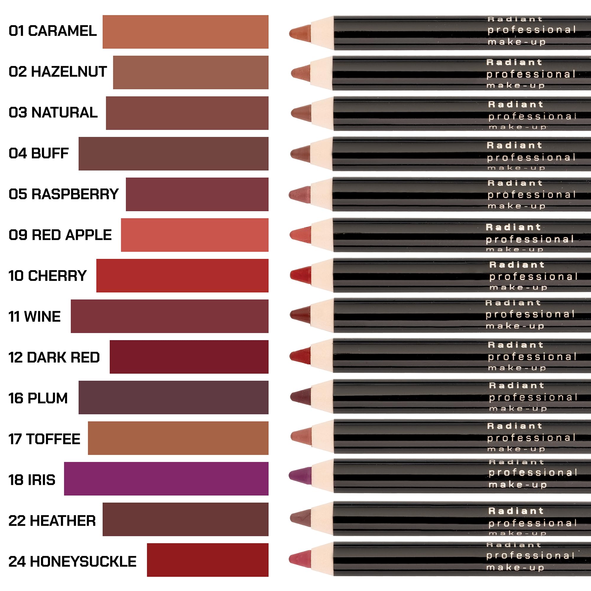 Radiant Professional Waterproof Lip Liner Pencil - Long Lasting Lip Liner Pencil For Defined Lips - Soft & Creamy Lipliner Penci