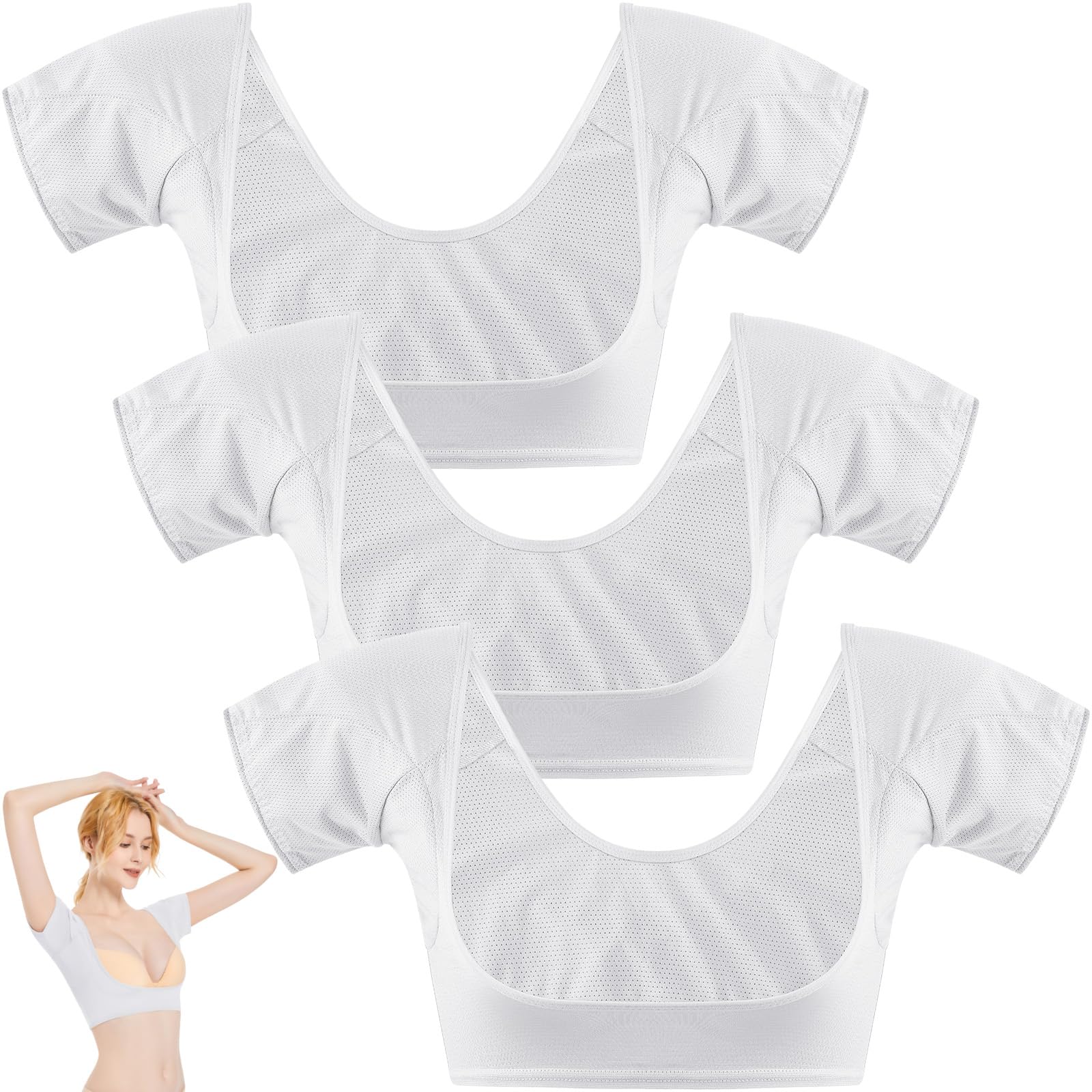 Zhanmai 3 Pcs Underarm Sweat Vest Armpit Sweat Proof Pads for Under Armpits Underarm Proof Pads for Women(Large,White)