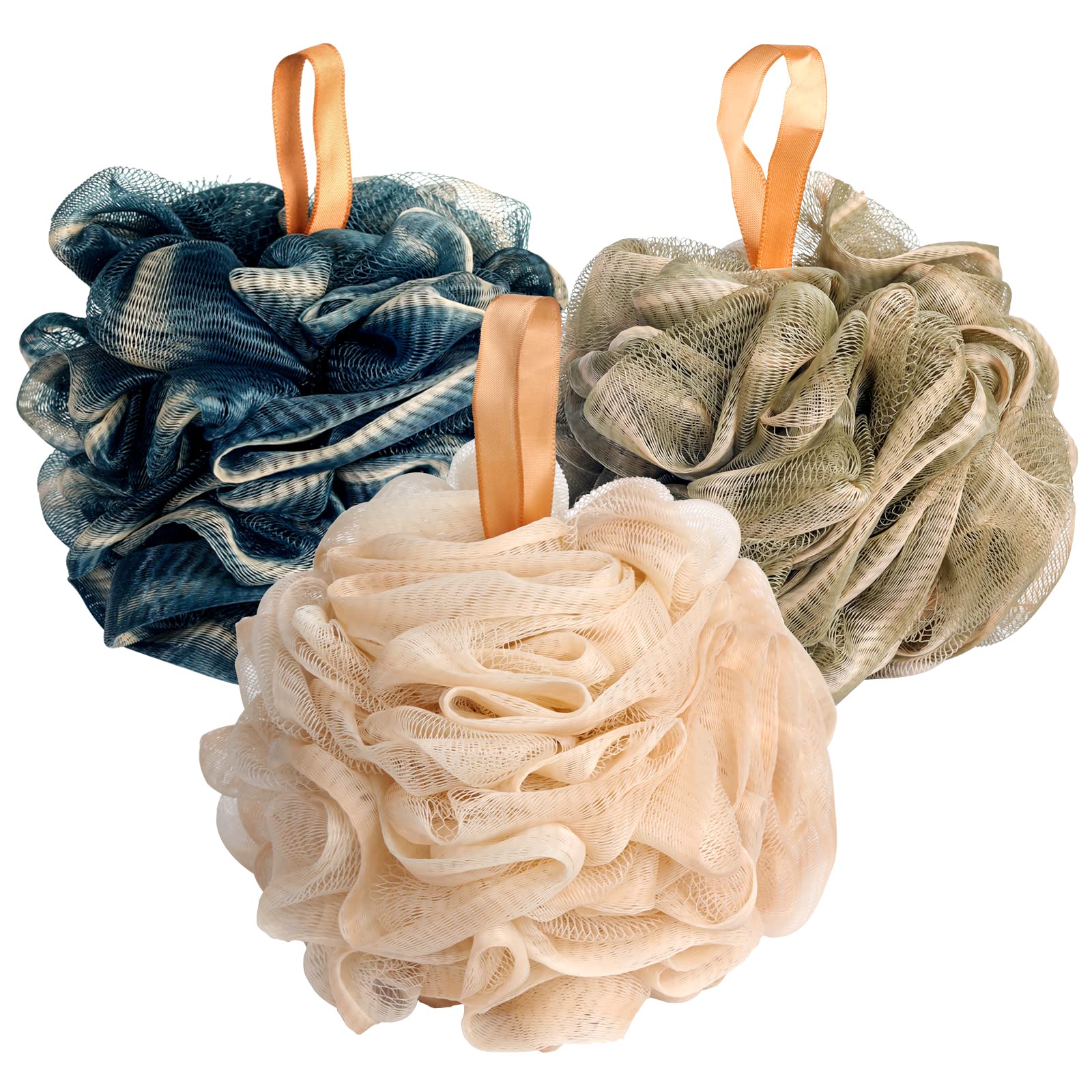 Fishent Loofah 3 Pack Bath Sponge Body Scrubber,?????? ???????? ???????? ???????? ???????????? ??????????, Shower Loofahs Body W