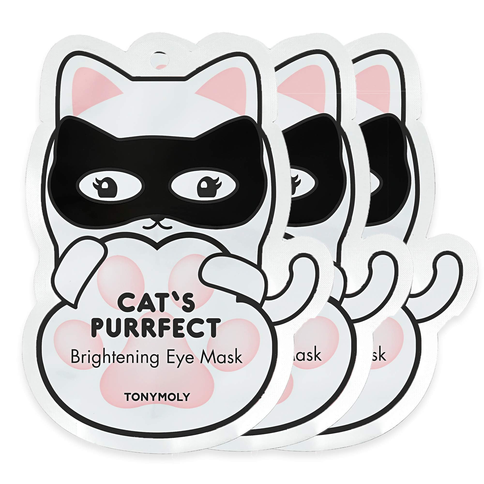 TONYMOLY Cat's Purrfect Brightening Eye Mask, Strengthening Eye Cream, Softens and Hydrates with Milk Protein, 3 ct.