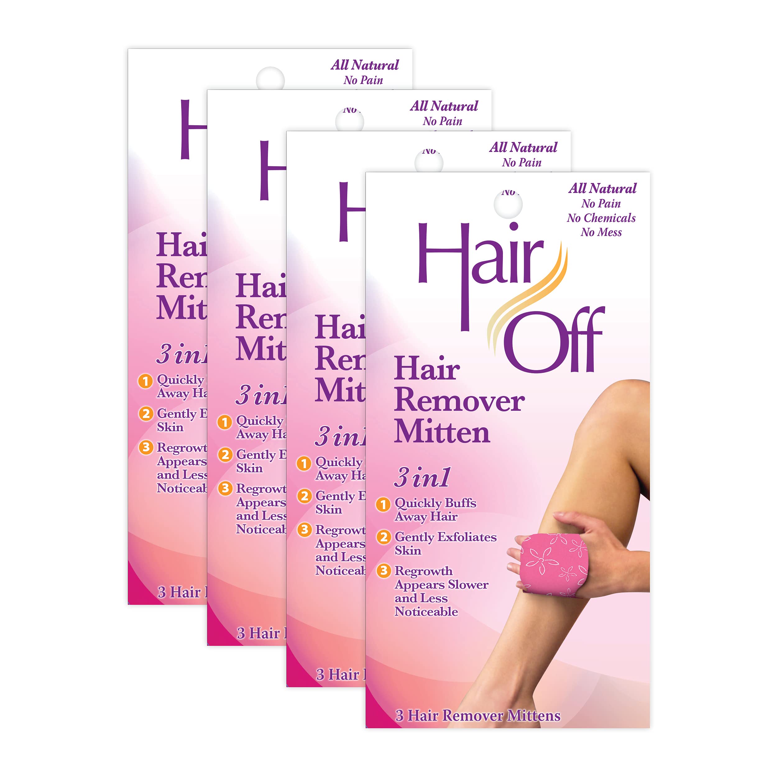 Hair Off Hair Remover Mitten - All-Natural, Painless & Chemical Free - Full Body Hair Removal - Slows & Lessens Regrowth - Exfol