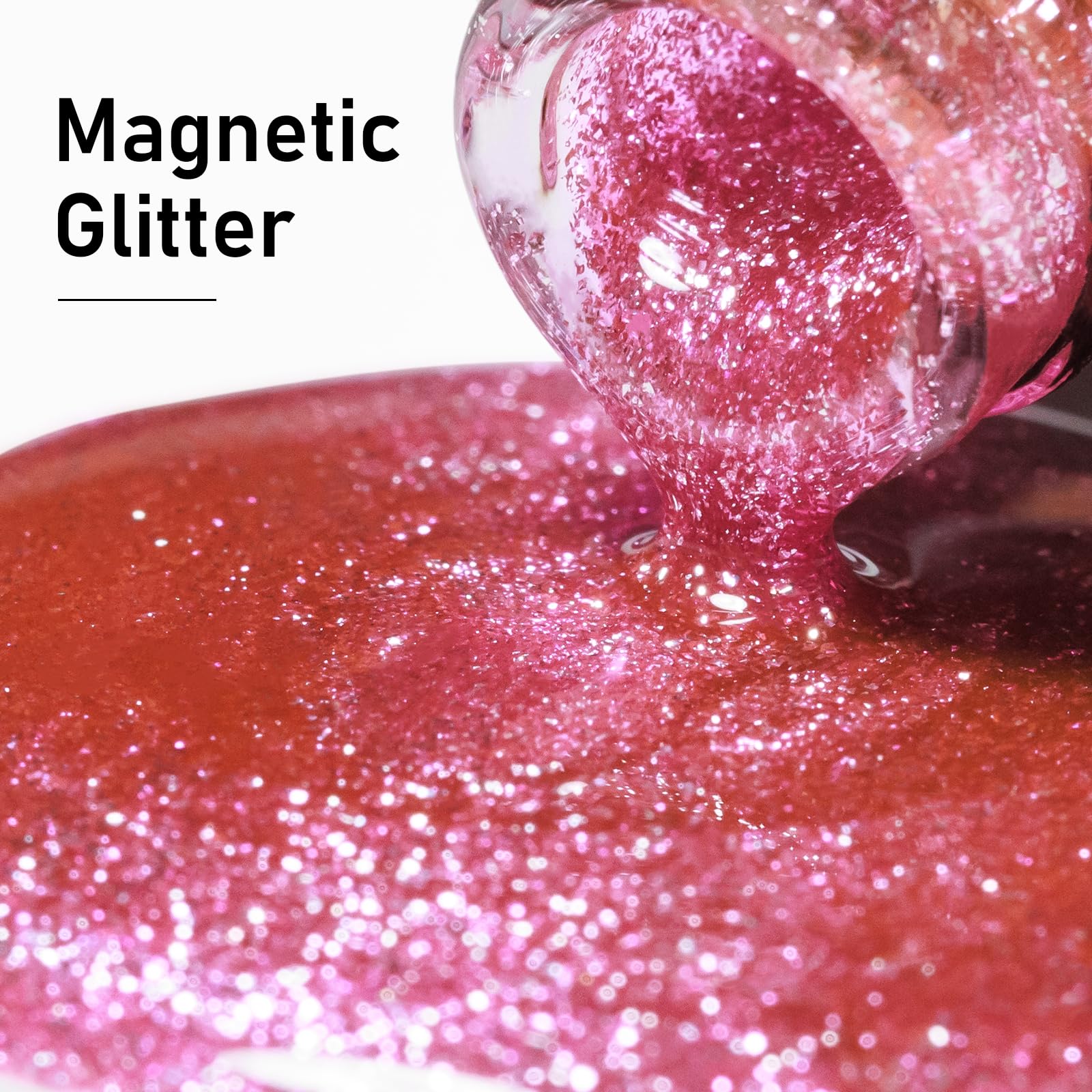 Mizhse Magnetic Gel Nail Polish, Platinum Glitter Cat Eye Gel Nail Polish Set 8 Colors With Magnet Stick, Sparkle Cateye Nail Ge