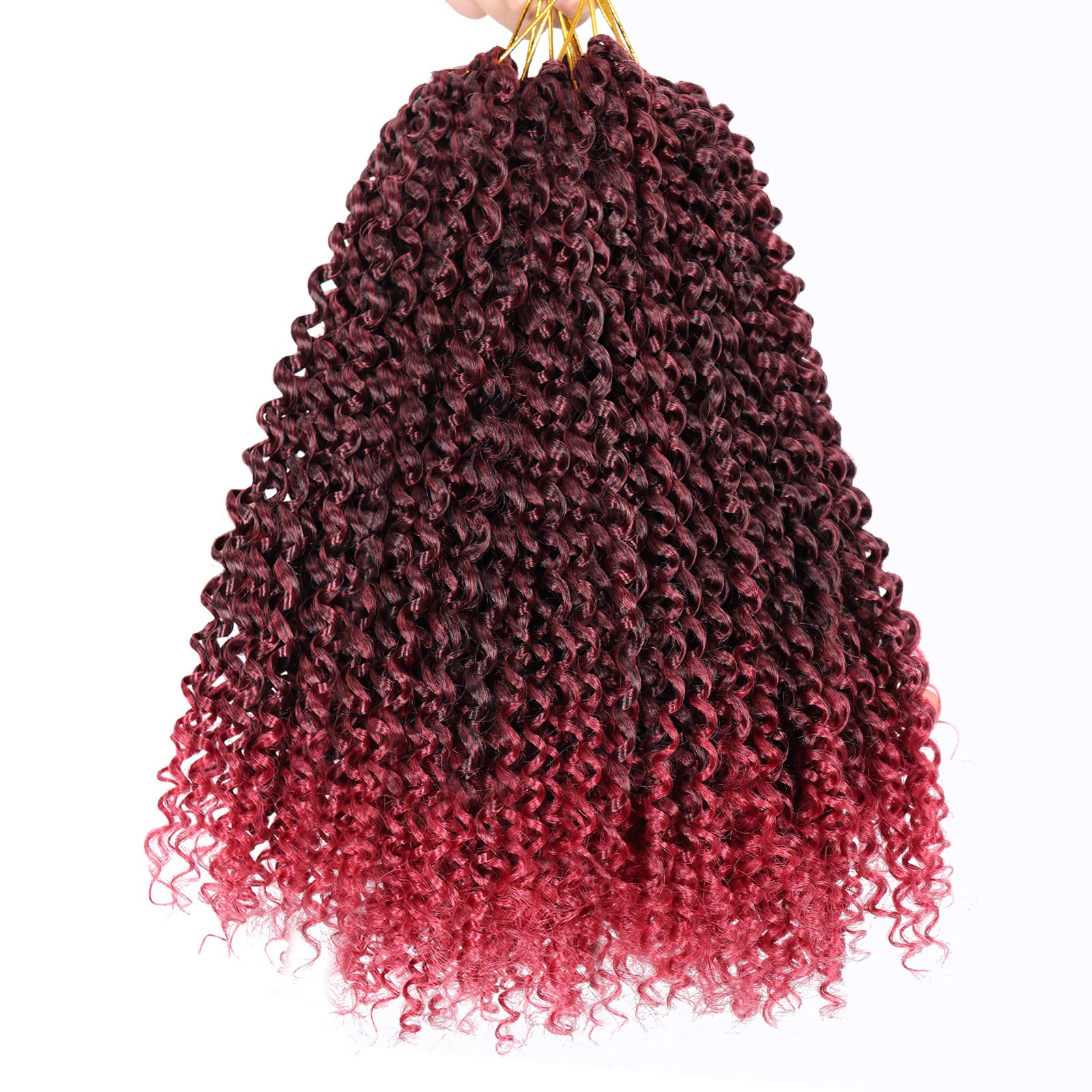 Dorsanee Ombre Burgundy Passion Twist Hair 14 Inch 7 Packs Water Wave Crochet Hair Long Bohemian Curly Braiding Hair For Butterf