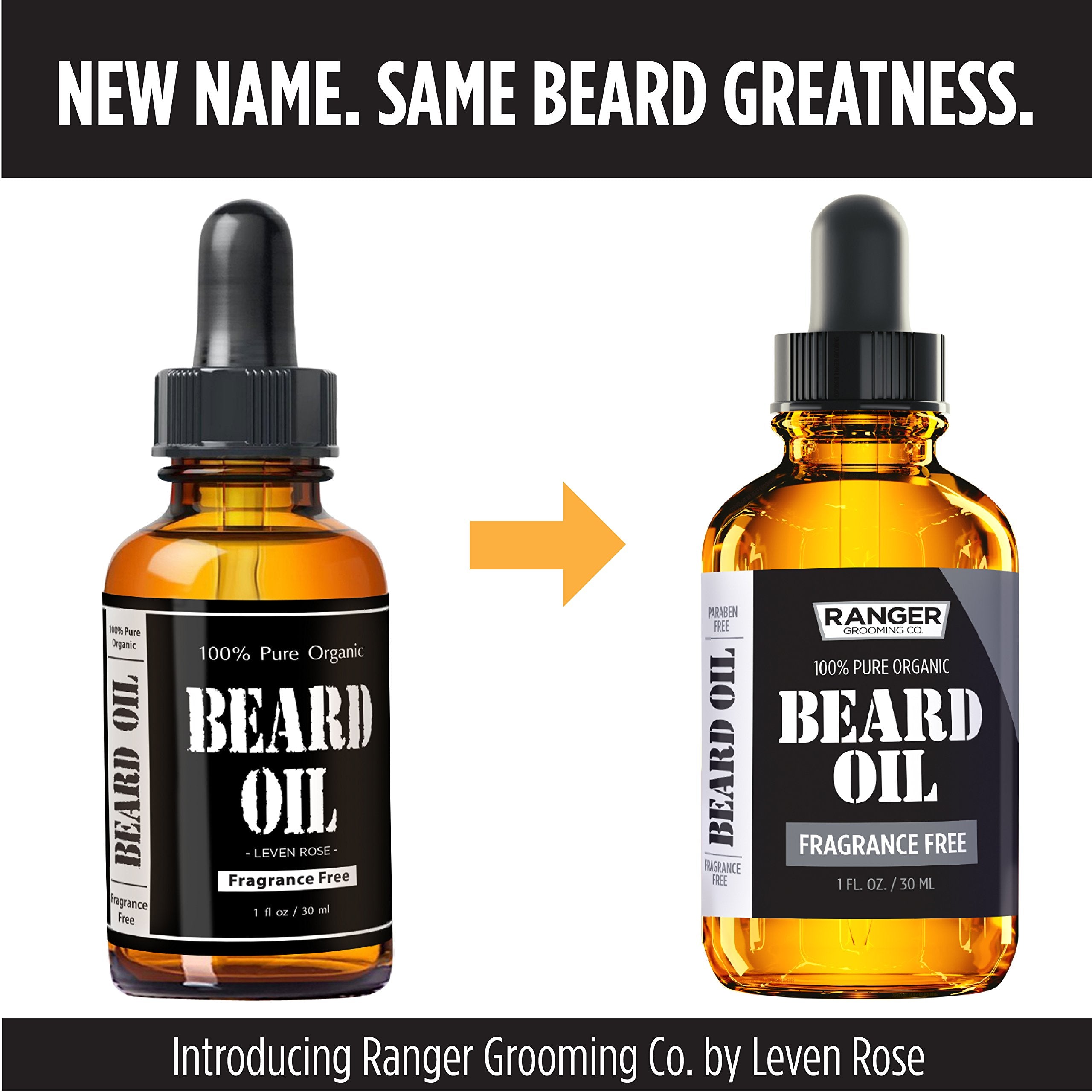 Beard Kit By Ranger Grooming Company By Leven Rose, 100% Organic Natural Fragrance Free Unscented Beard Oil, Boar Bristle Beard