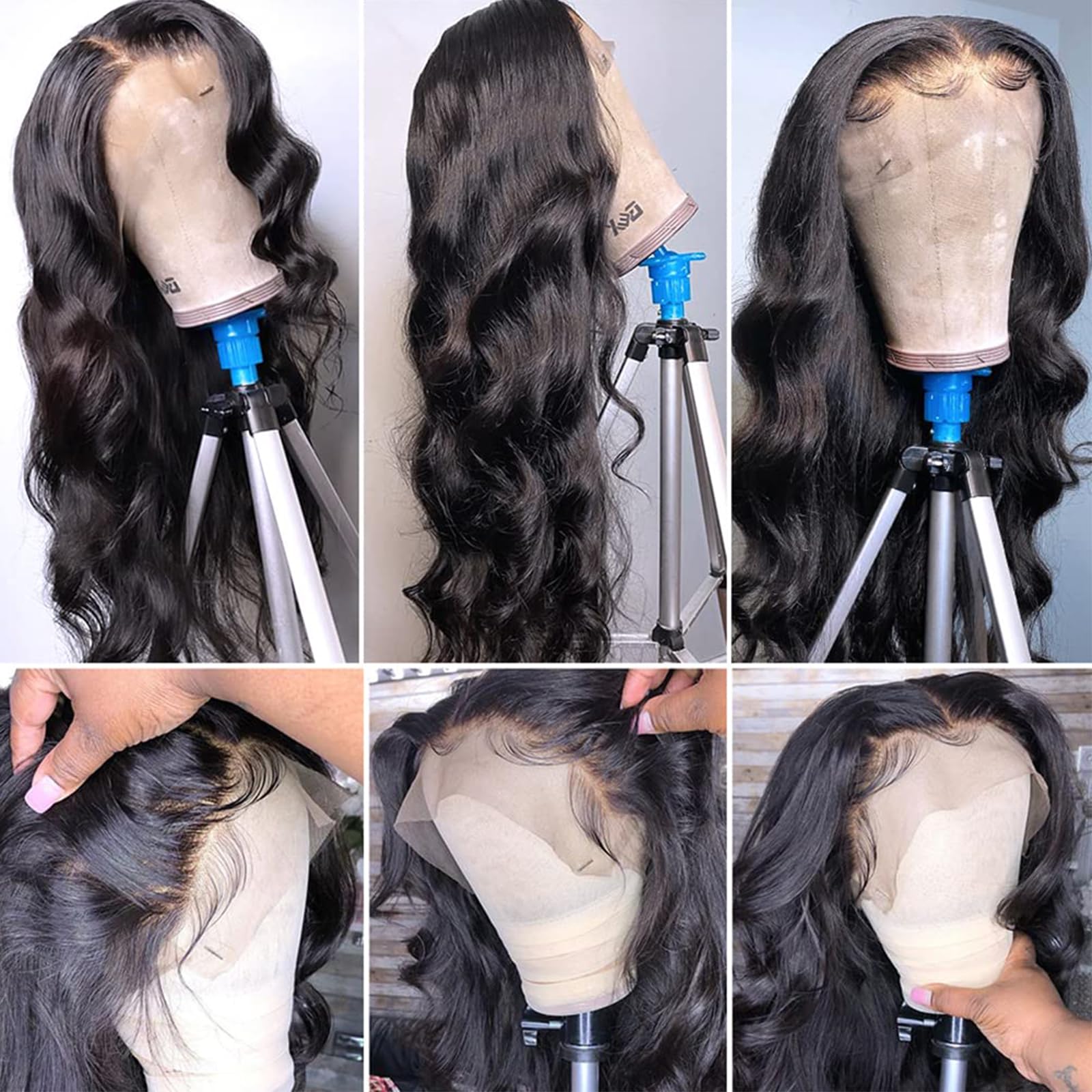 Lemoda 13X4 Full Lace Frontal Wig 180 Density Body Wave Lace Front Wigs Human Hair Transparent Lace Pre Plucked 12A Brazilian Vi