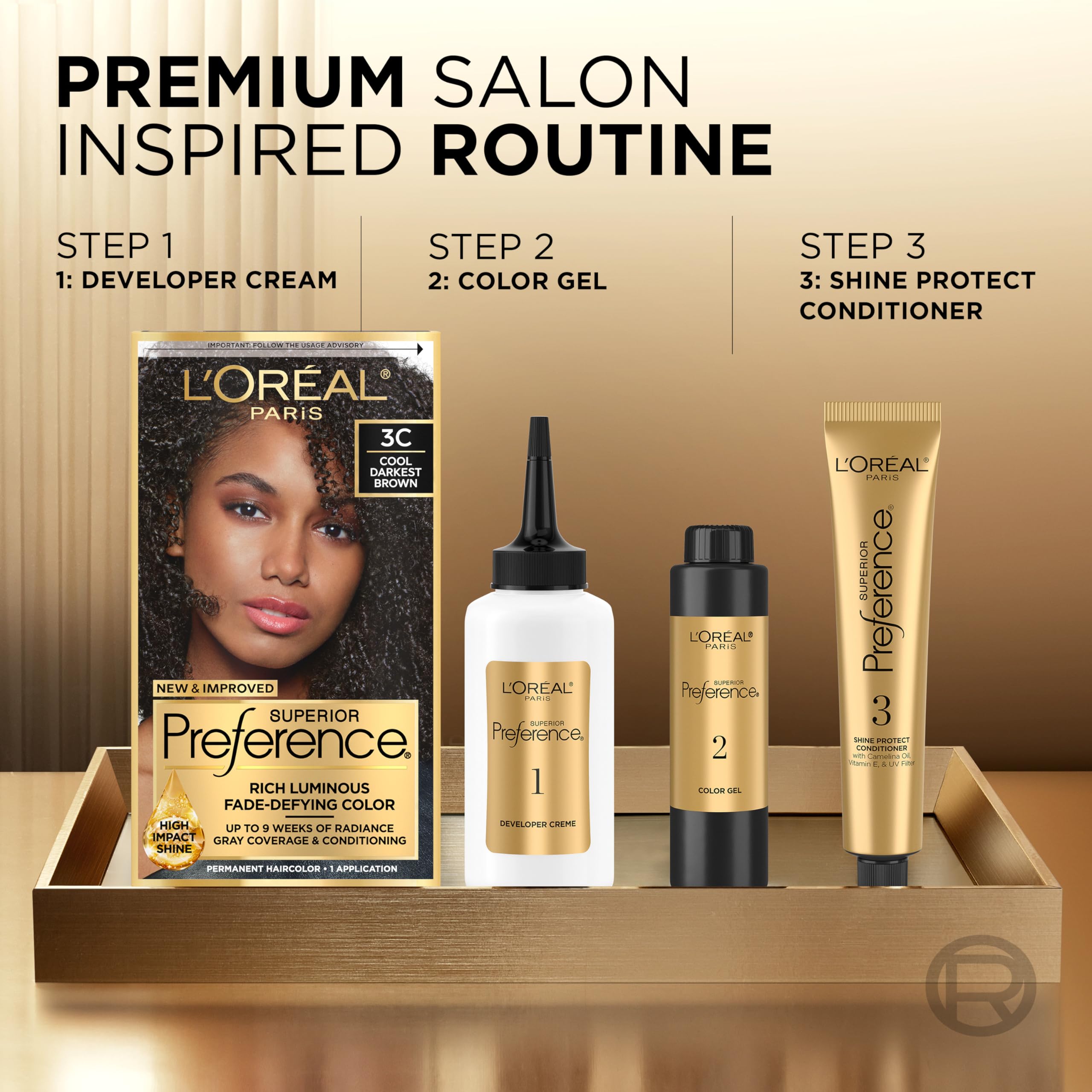 L'Oreal Paris Superior Preference Fade-Defying + Shine Permanent Hair Color, 5G Medium Golden Brown, Pack of 1, Hair Dye