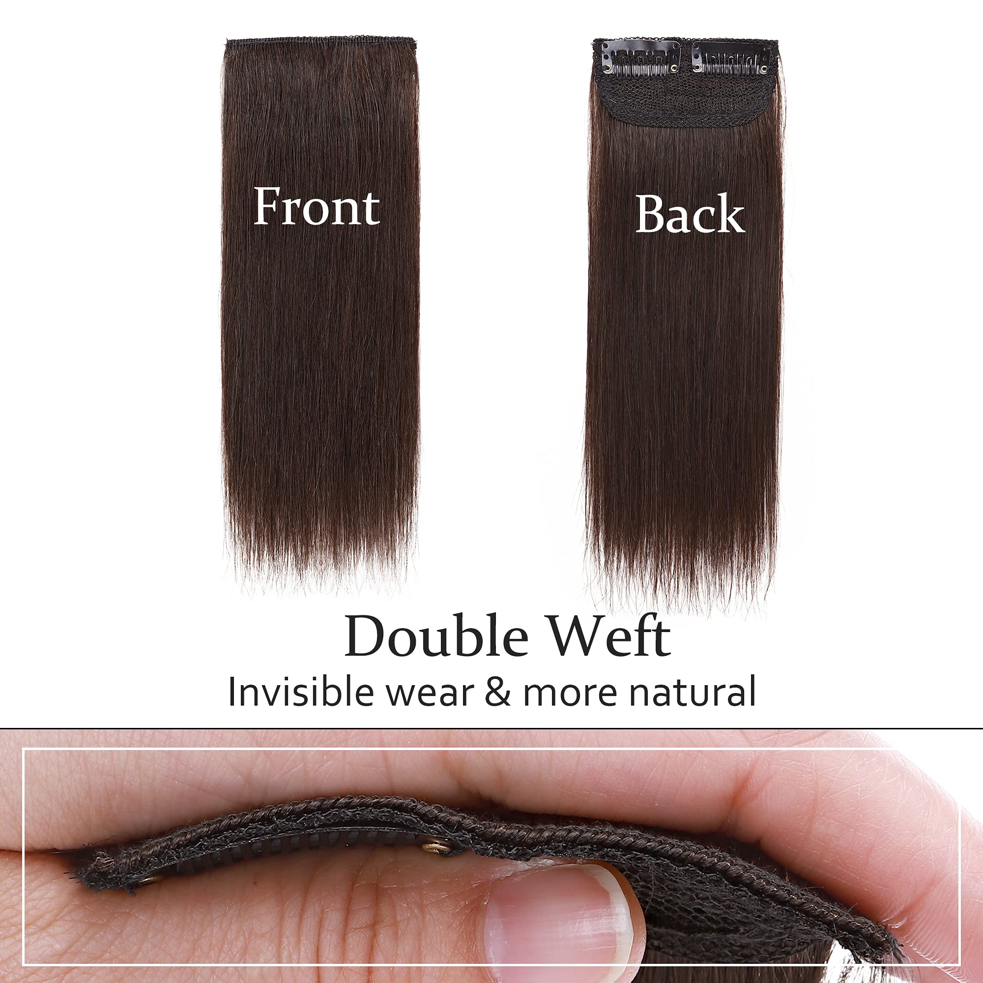 SEGO Clip-in Hair Extensions Real Human Hair Short 10 Inch Volumizer - Light Brown 15g 1pc