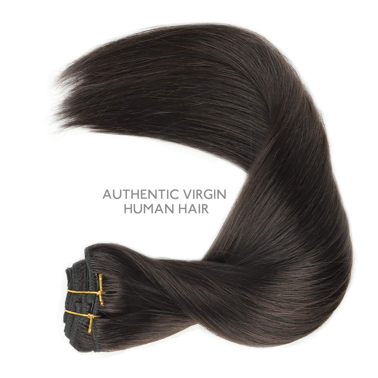 Wennalife Clip In Human Hair Extensions, 22 Inch 120G 7Pcs Dark Brown Hair Extensions Clip In Human Hair Remy Clip In Hair Exten