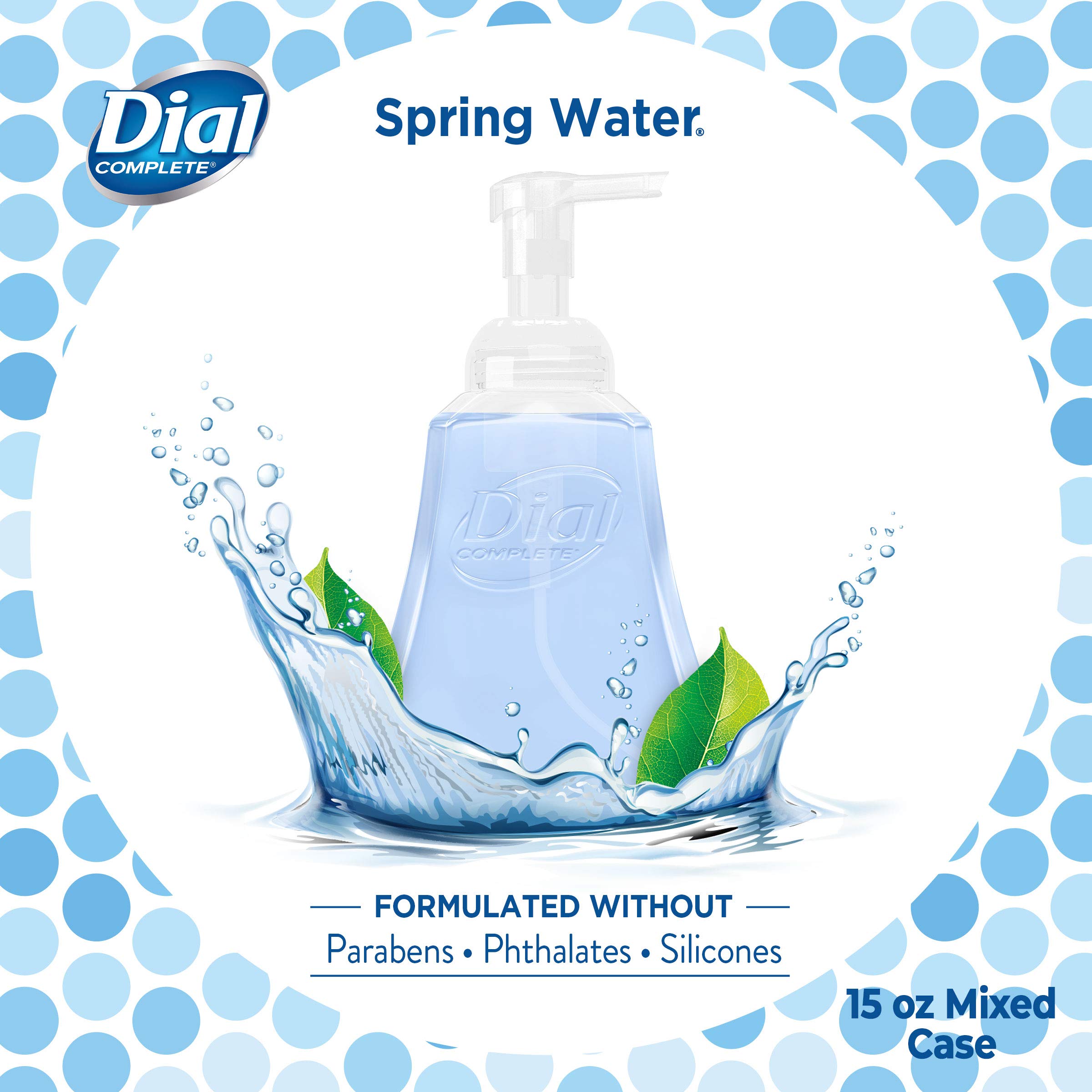 Dial Complete Anti-bacterial Foaming Hand Wash, 60 oz of Foaming Hand Soap. 2-scent Variety Pack Spring Water/Pear, 15 Fluid Oun