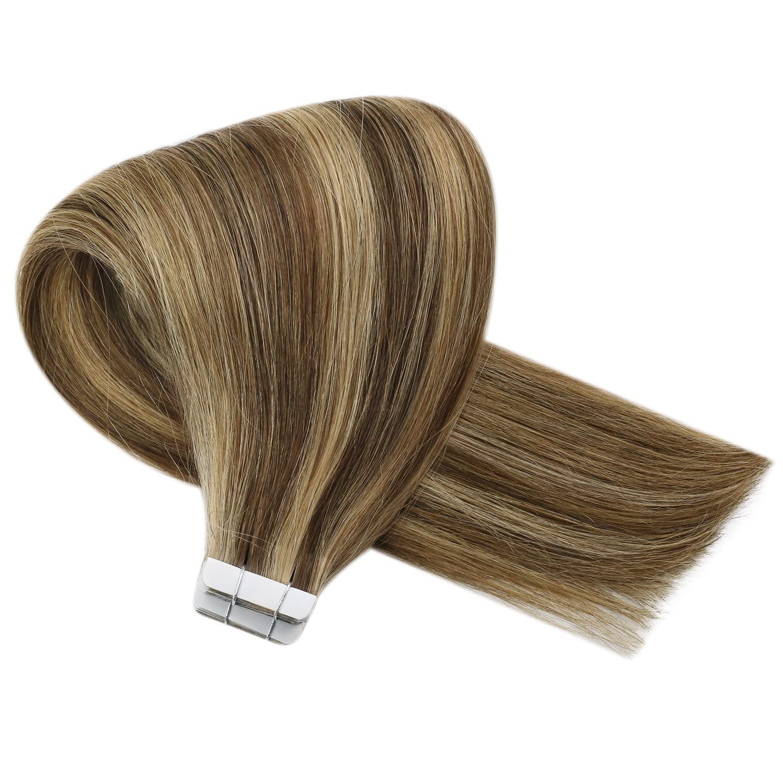 Sunny Tape In Hair Extensions Human Hair Brown Tape In Extensions Human Hair Dark Brown Highlighted Caramel Blonde Hair Extensio