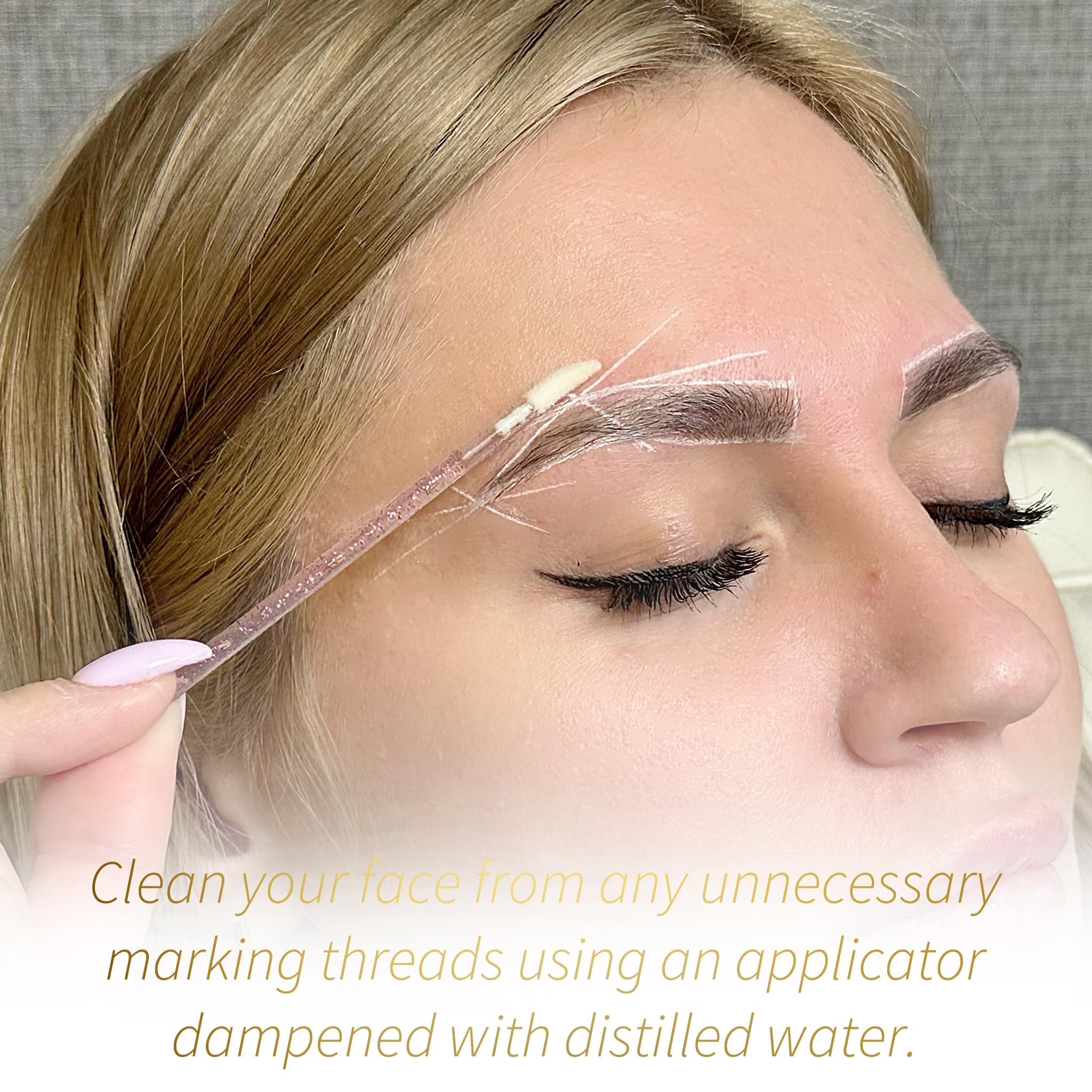 Ink Permanent Face Razors for Women with White Brow Mapping String Kit | 7 Eyebrow Razors with Pre-Inked Mapping String for Faci