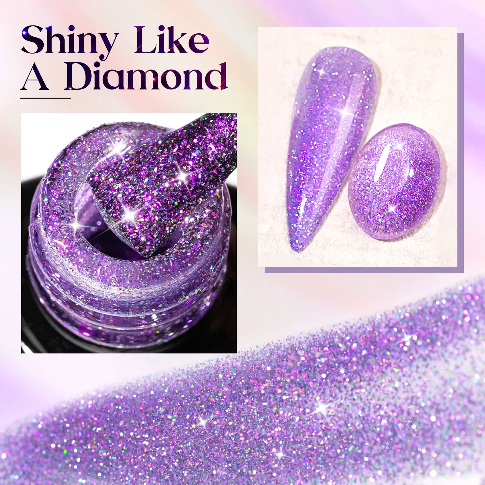 Mizhse Reflective Glitter Gel Nail Polish 7Ml Sparkle Unicorn Pink Blue Diamond Manicure Set Soak Off Nail Art Gel Polish 12Pcs