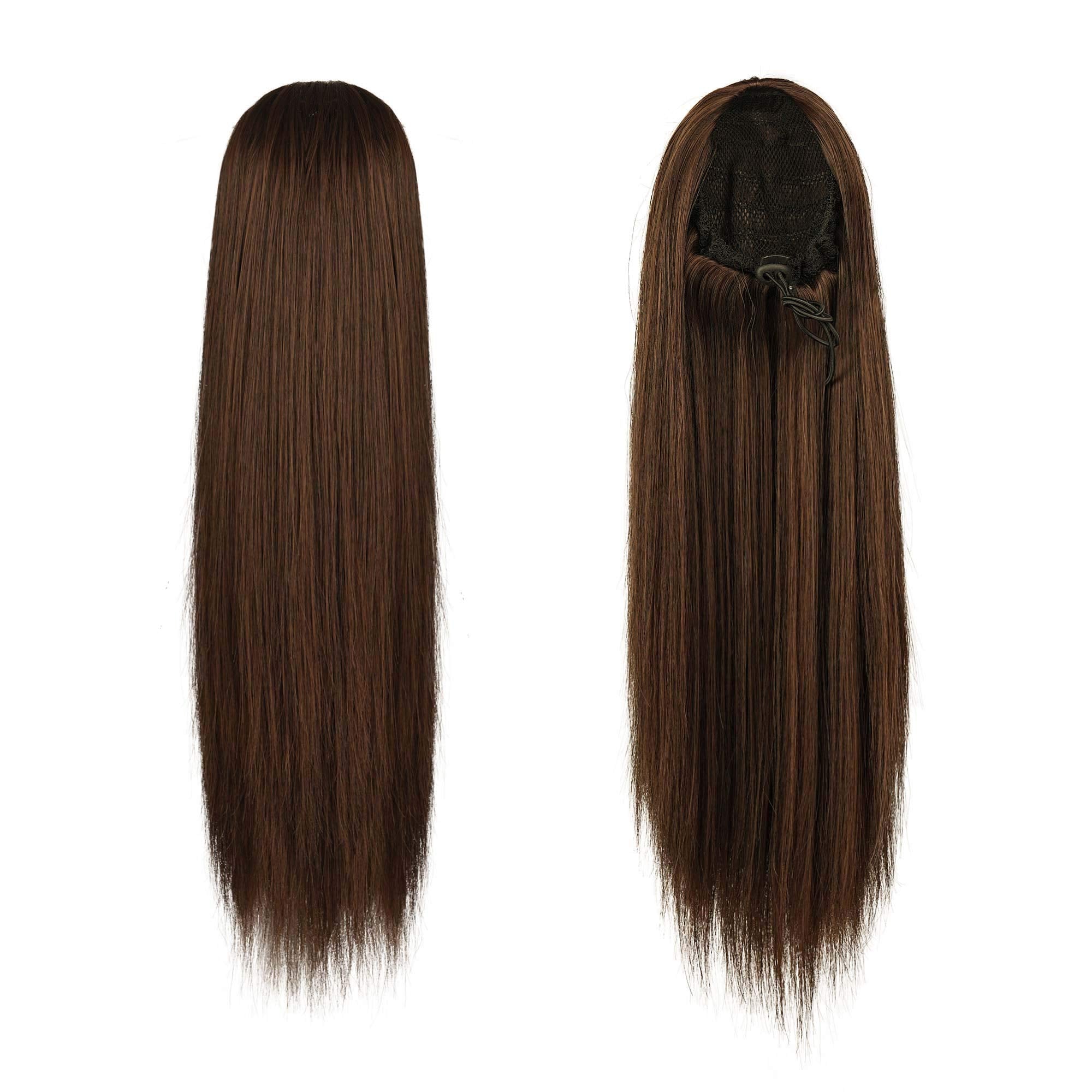 BARSDAR 14 IN Drawstring Clip in Ponytail Extensions, Straight Synthetic Ponytail Hair Extensions Fluffy Yaki Hairpiece for Wome