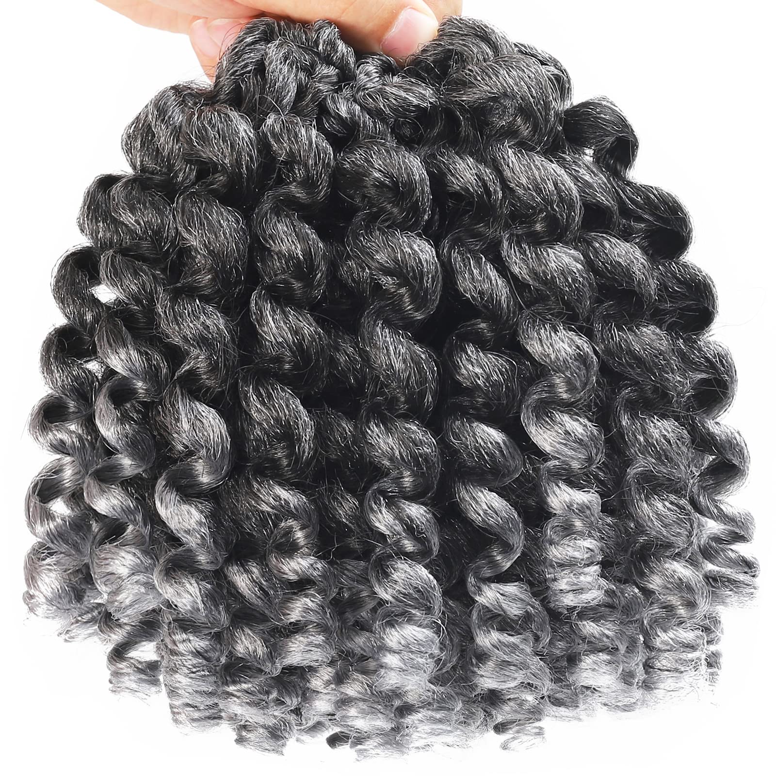 Jamaican Bounce crochet Hair Extensions 8 inch Ringlet Wand curl crochet Hair curly crochet Braids grey crochet Braiding Hair 60
