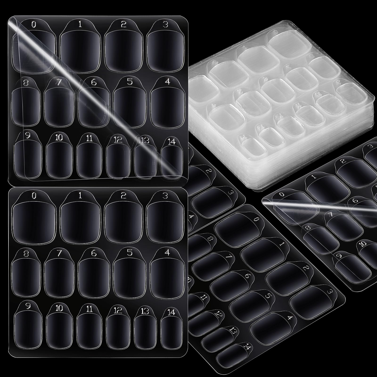 Teenitor 300pcs Nail Adhesive Tabs for Press on Nails, 15 Sizes of Nail Sticky Tabs for Nails Press on Nail Stickers, Nail Glue 