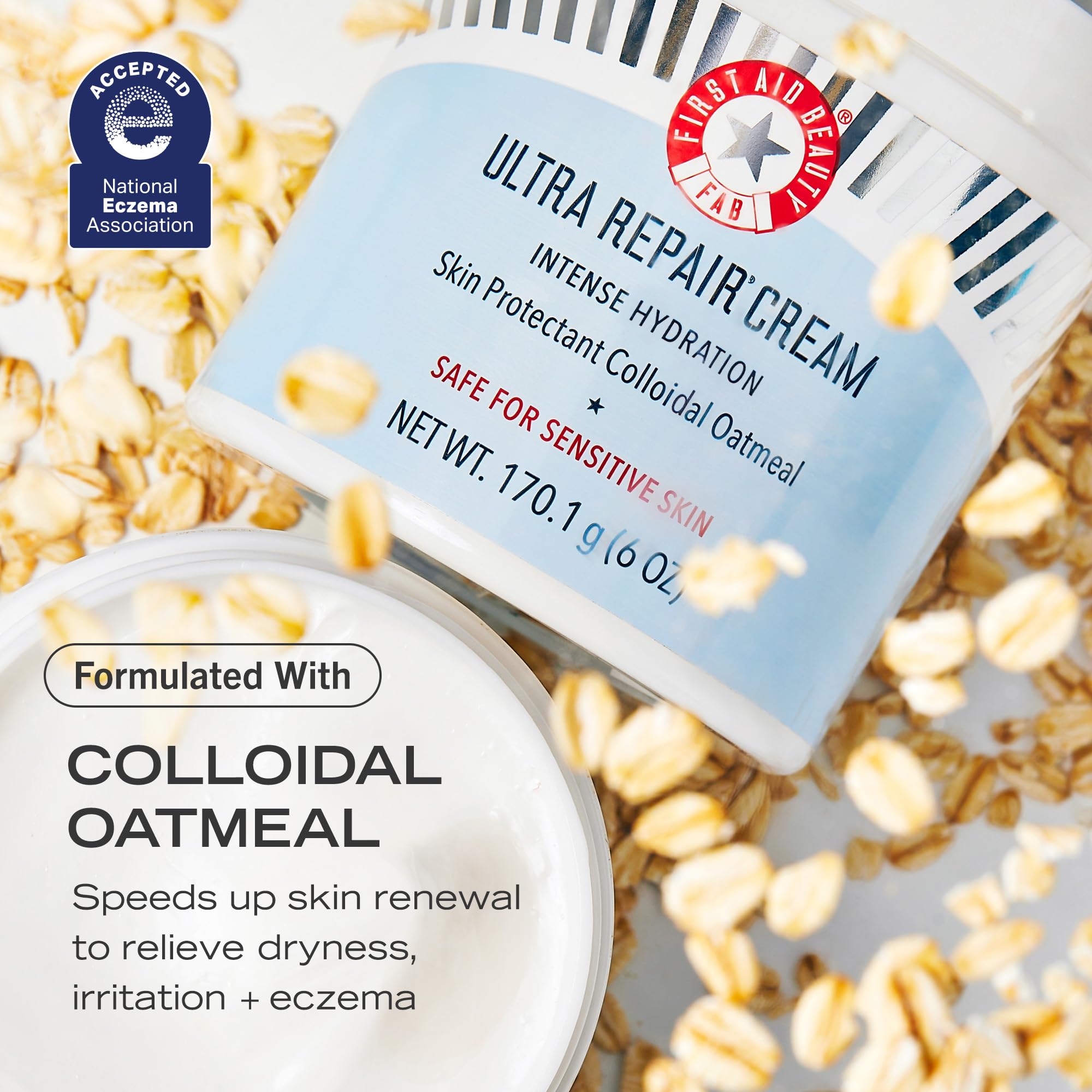 First Aid Beauty Ultra Repair Cream - Intense Hydration, 12 oz, Clinically Proven for Eczema Relief, Luxury Face & Body Moisturizer