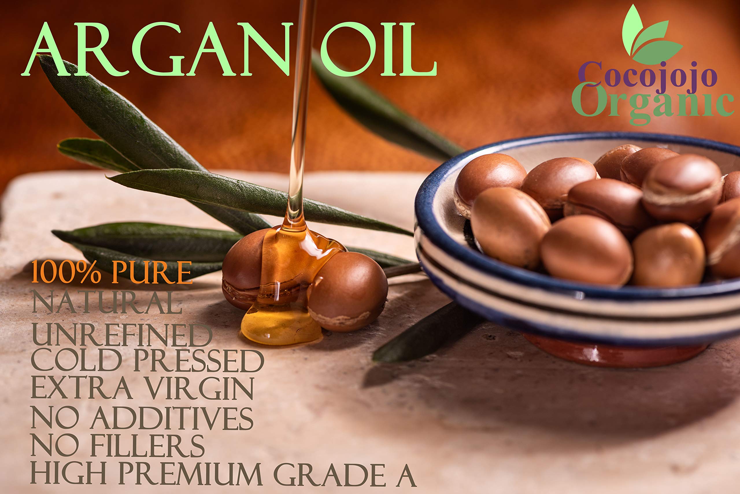 cocojojo Moroccan Argan Oil Gallon - Pure & Natural Cold Pressed Extra Virgin Argan Oil Bulk (128 oz / 1 Gallon) Carrier Oil for