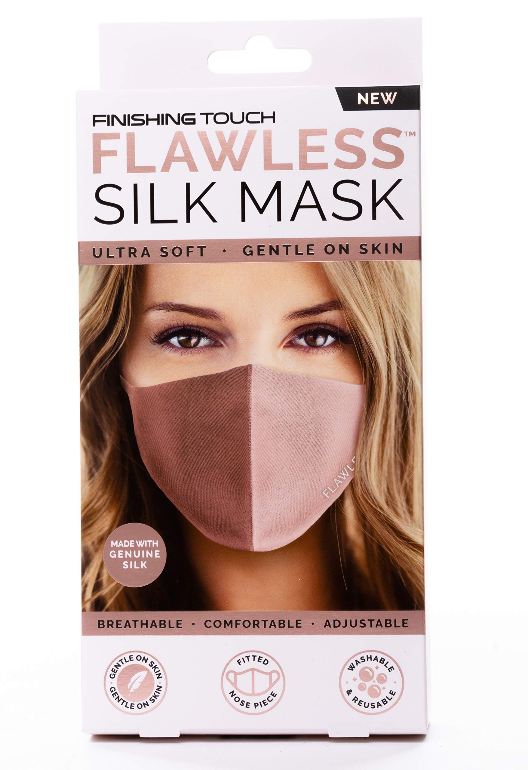 Finishing Touch Flawless Silk Face Mask Washable Soft And Gentle On Skin, Blush, 1 Count