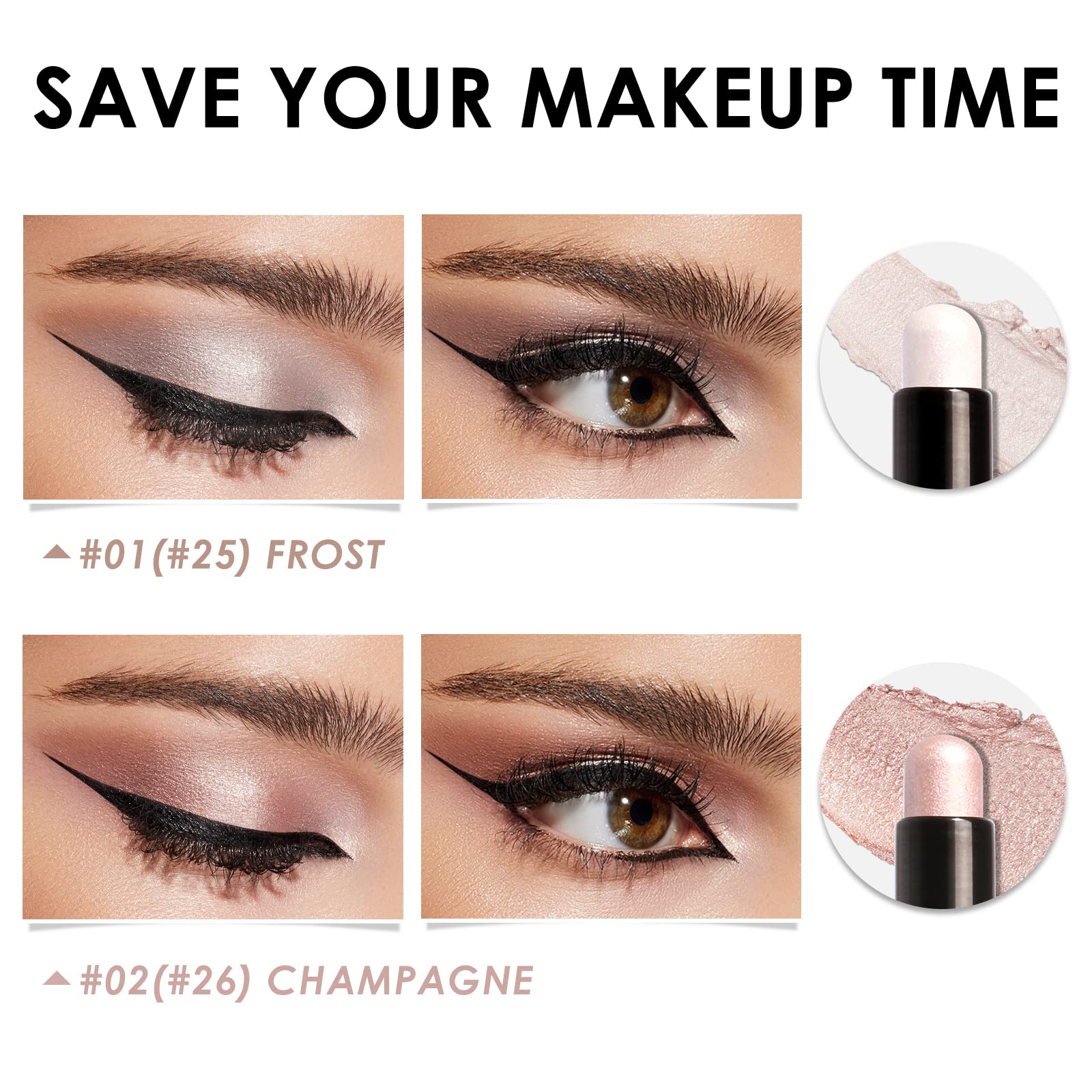 Focallure (2 Pcs 2 In 1 Eyeshadow And Eyeliner Pen,Waterproof Eye Shadow Pencil,Hypoallergenic Eyeshadow,Highlighter Eye Liner,M