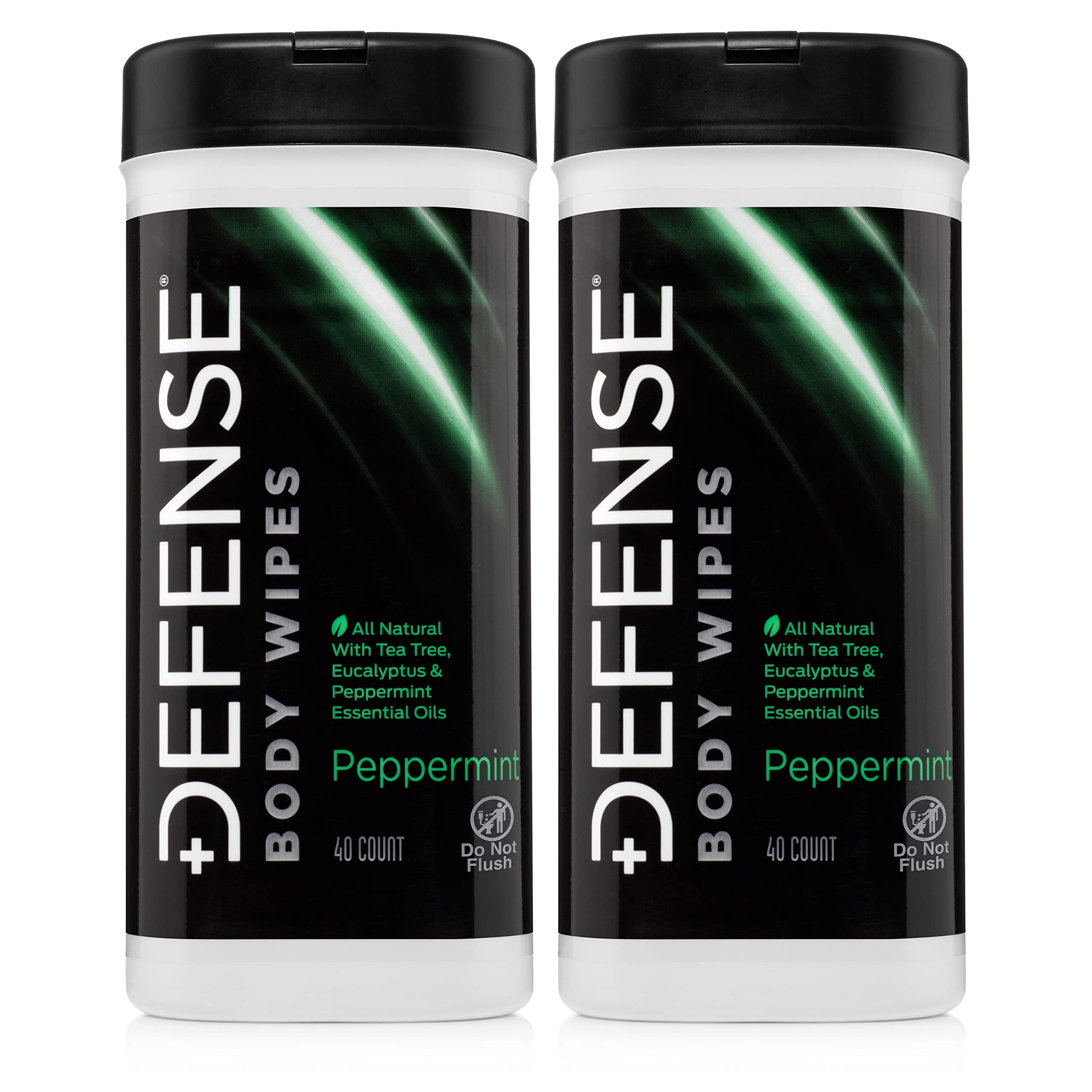 Defense Soap Peppermint Body Wipes 40 Count (Pack Of 2) With All Natural Tea Tree Oil | Post Workout, Sport, Wrestling, Camping,