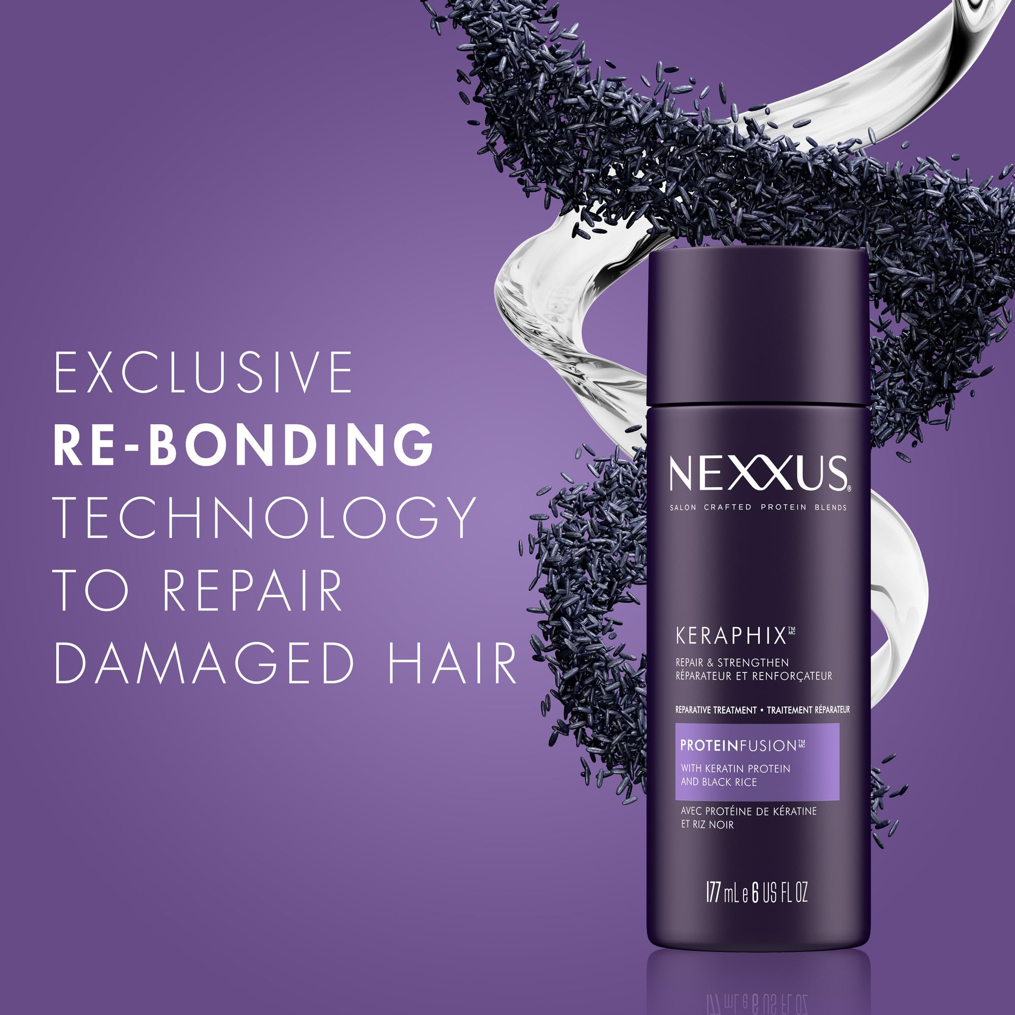 Nexxus Keraphix Damage Repair Pre-Wash Treatment Cream For Dry Hair With Keratin Protein & Black Rice 6 Oz