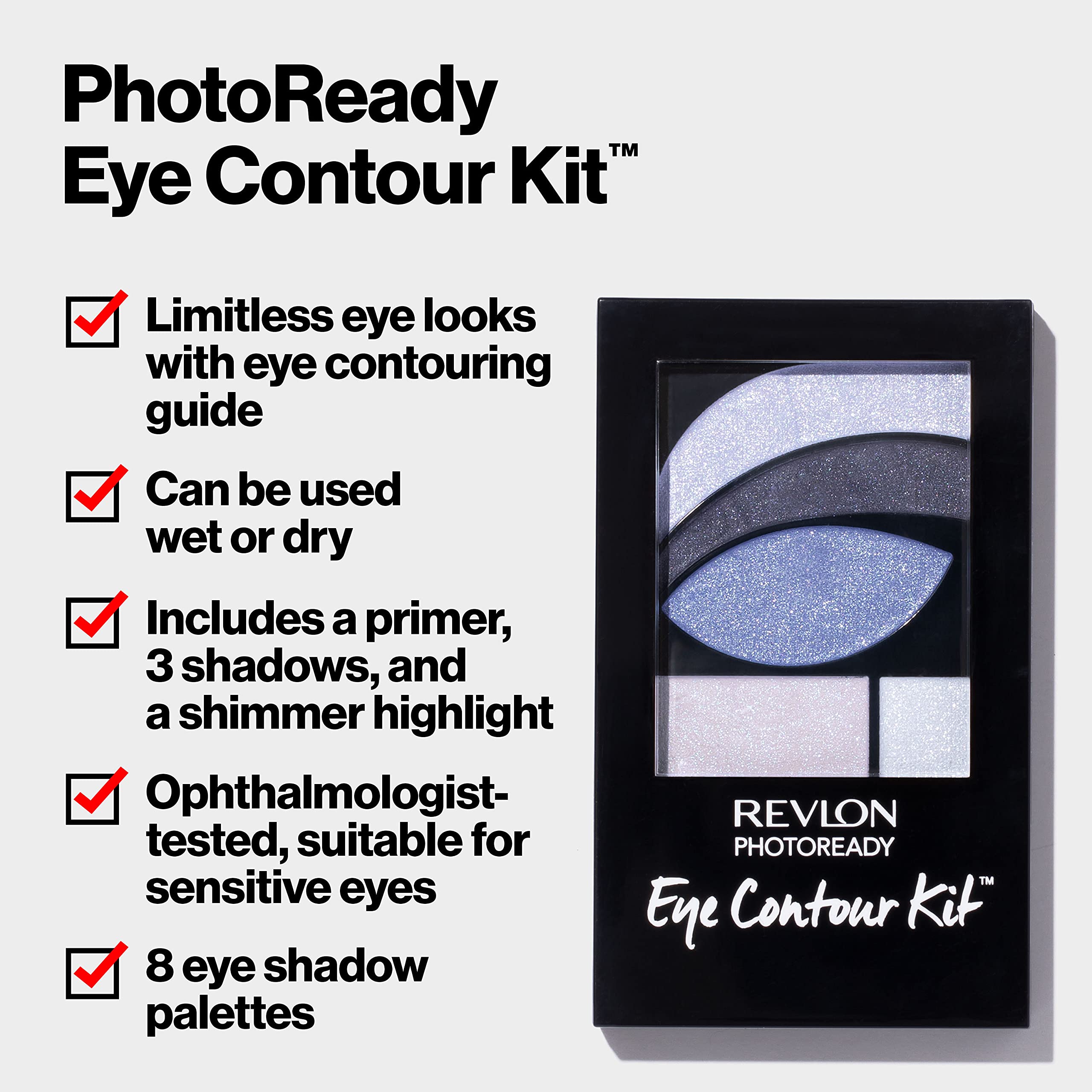 Revlon Photoready Eye Contour Kit, Eyeshadow Palette With 5 Wet/Dry Shades & Double-Ended Brush Applicator, Avant Garde (525), 0
