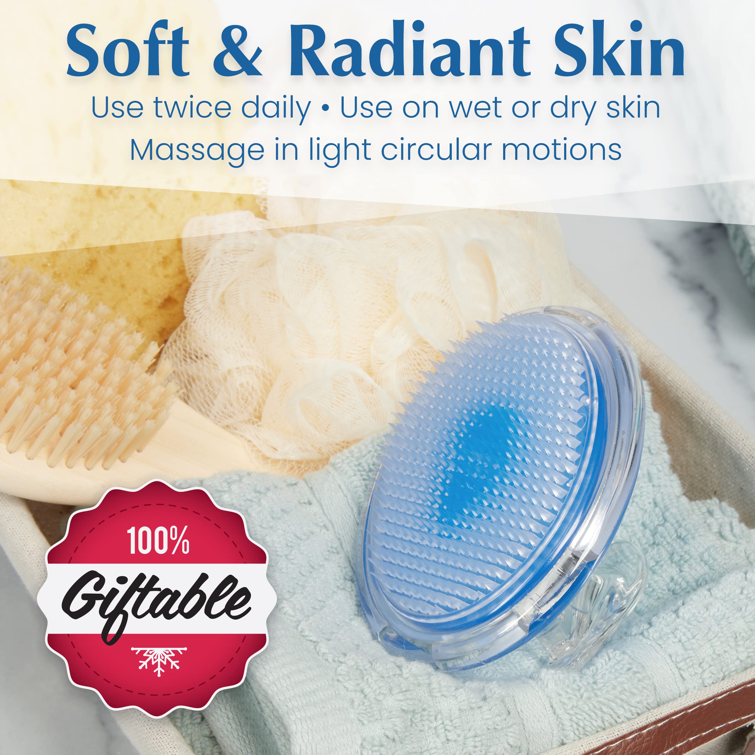 Dylonic Exfoliating Body Scrub Brush - Silicone, 1 Pack for Razor Bumps & Ingrown Hairs, Blue, Model CL-233