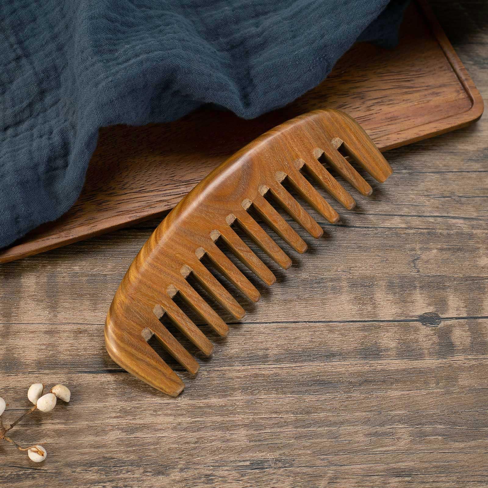 Moreinday Wooden Comb For Women Hair Growth, Wide Tooth For Curly Hair, Labor Comb 2 Pack- Sandalwood