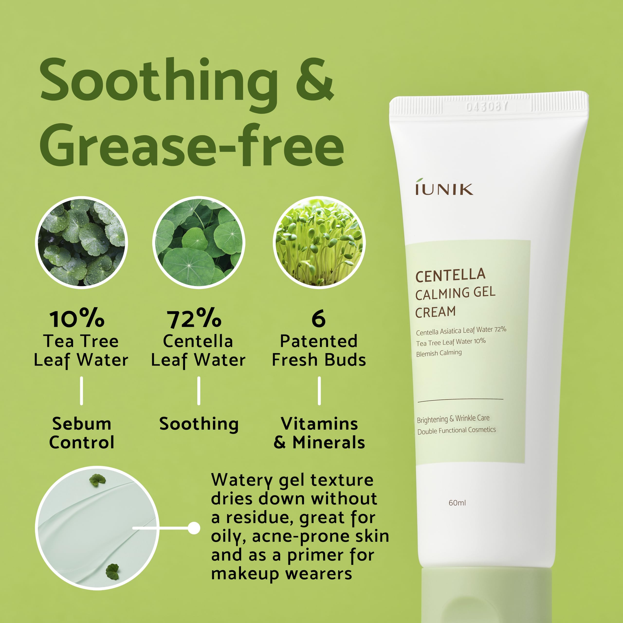Iunik Centella Edition Skincare Set (Cream 2.02 Fl.Oz. & Mini Serum 0.51 Fl.Oz.) - Centella Asiatica And Tea Tree Leaf Waters To