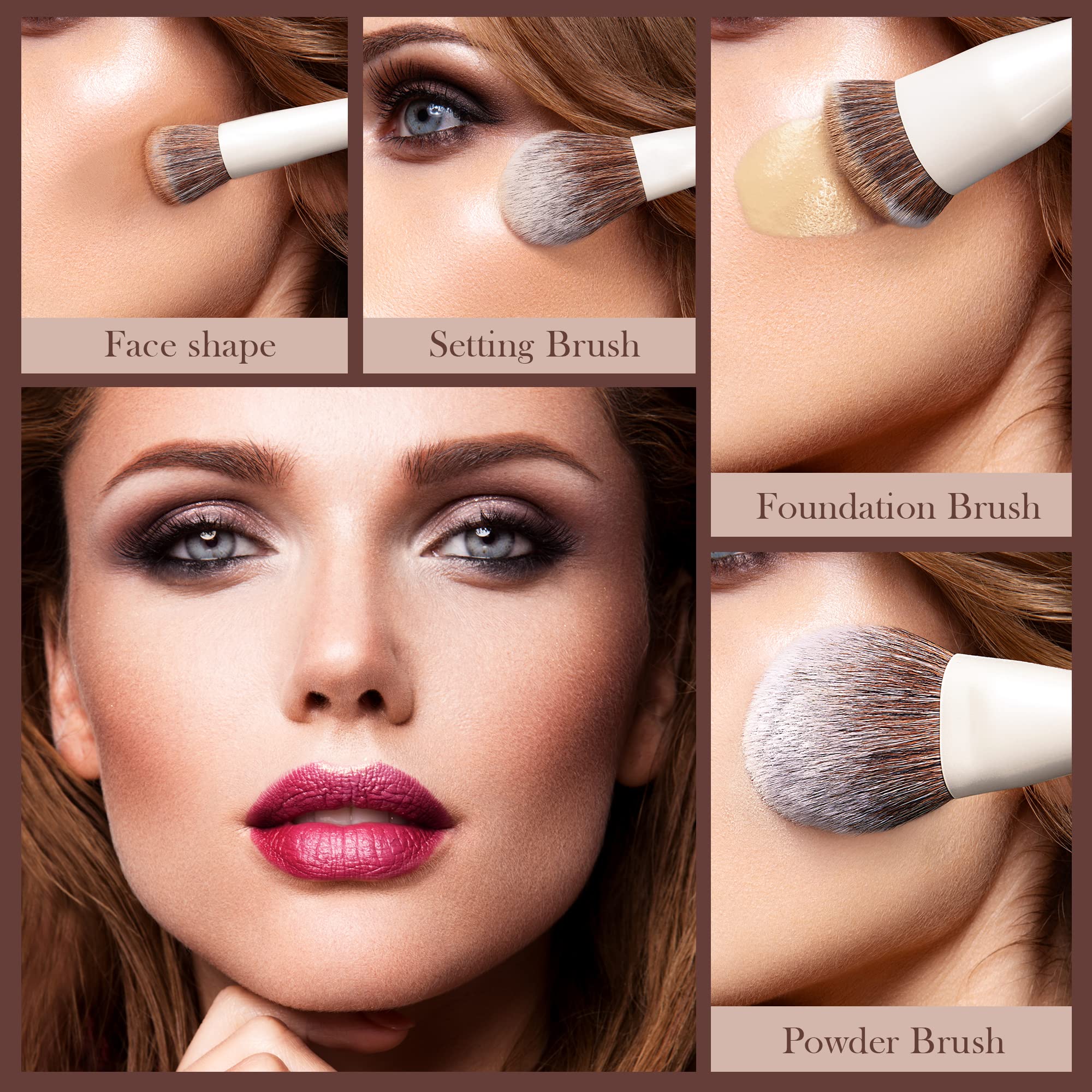 Jessup Makeup Brushes Set 14Pcs Make Up Brushes Premium Synthetic Foundation Concealer Blush Contour Powder Eye Shadow Blending