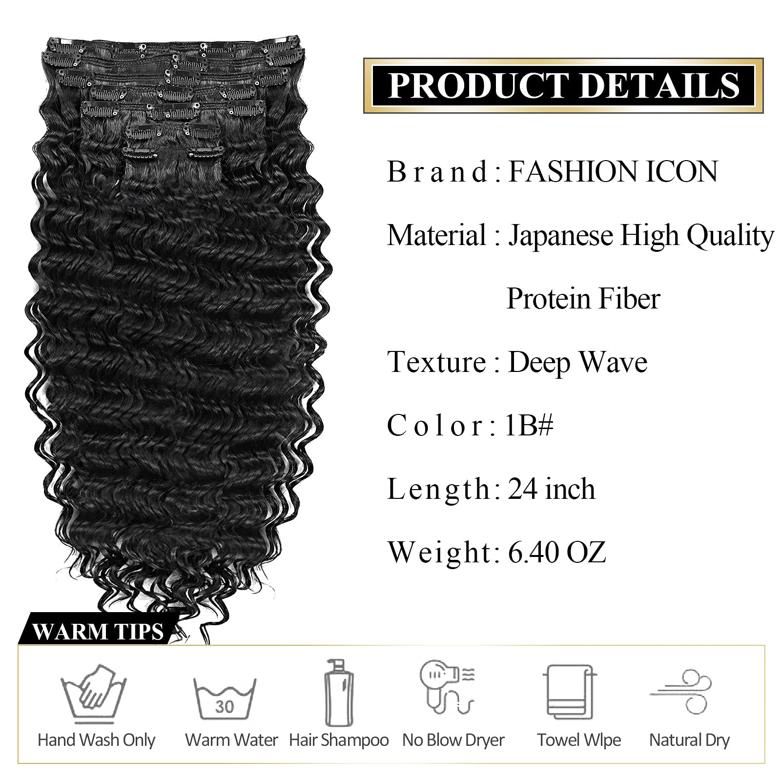 Clip In Hair Extensions Synthetic Hair Clip In 140G 7Pcs/Lot Japanese Heat Resistant Fiber Hairpieces Deep Wave/ Body Wave/Strai