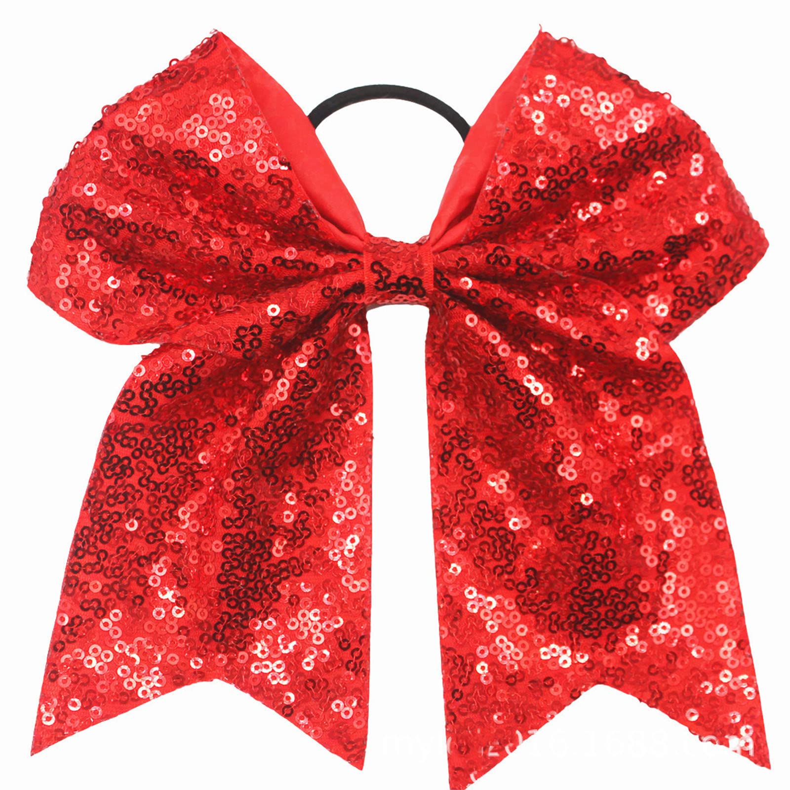 Xansema 6.5 Inches Sequins Hair Bows Elastic Hair Tie Ribbon Large Cheer Bow Ponytail Holder Hair Band for Women Girls Kids Teen