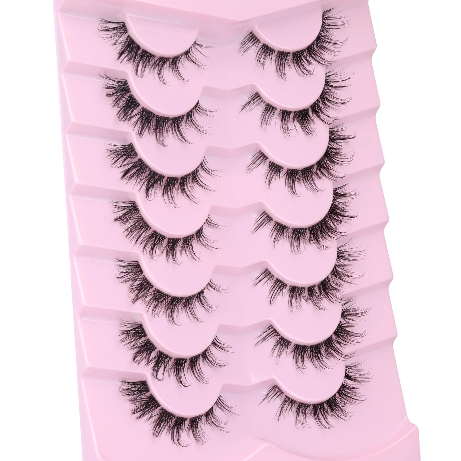 False Eyelashes Cluster Lashes 98 Wisps Mixed Lengths Natural Manga Lashes Clear Band D Curl Cat Eye Diy Anime Eyelashes Lightwe