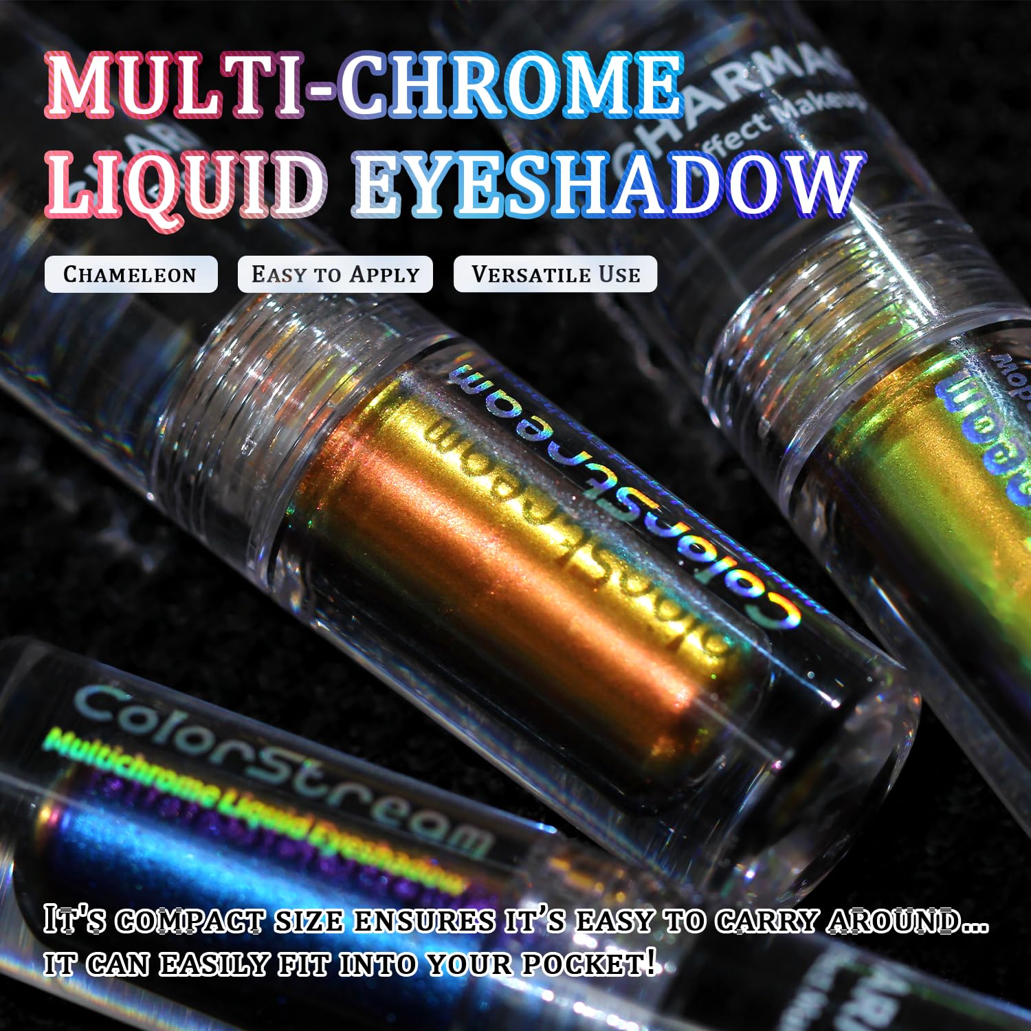 CHARMACY Liquid Duochrome Eyeshadow, Multi-Dimensional Eye Looks, Long Lasting Glitter Eye Shadow Sets Metallic Pigments, Quick