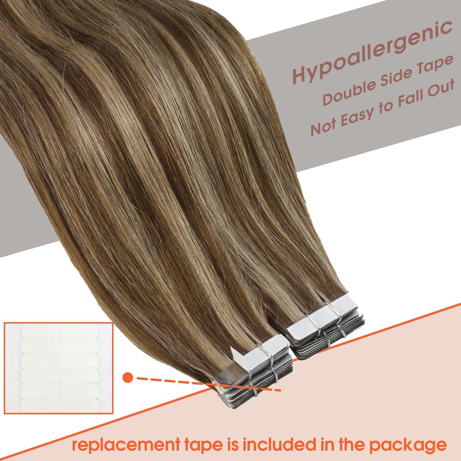 Sunny Tape In Extensions Human Hair Brown Highlight Tape In Hair Extensions Dark Brown Highlight Caramel Blonde Human Hair Exten