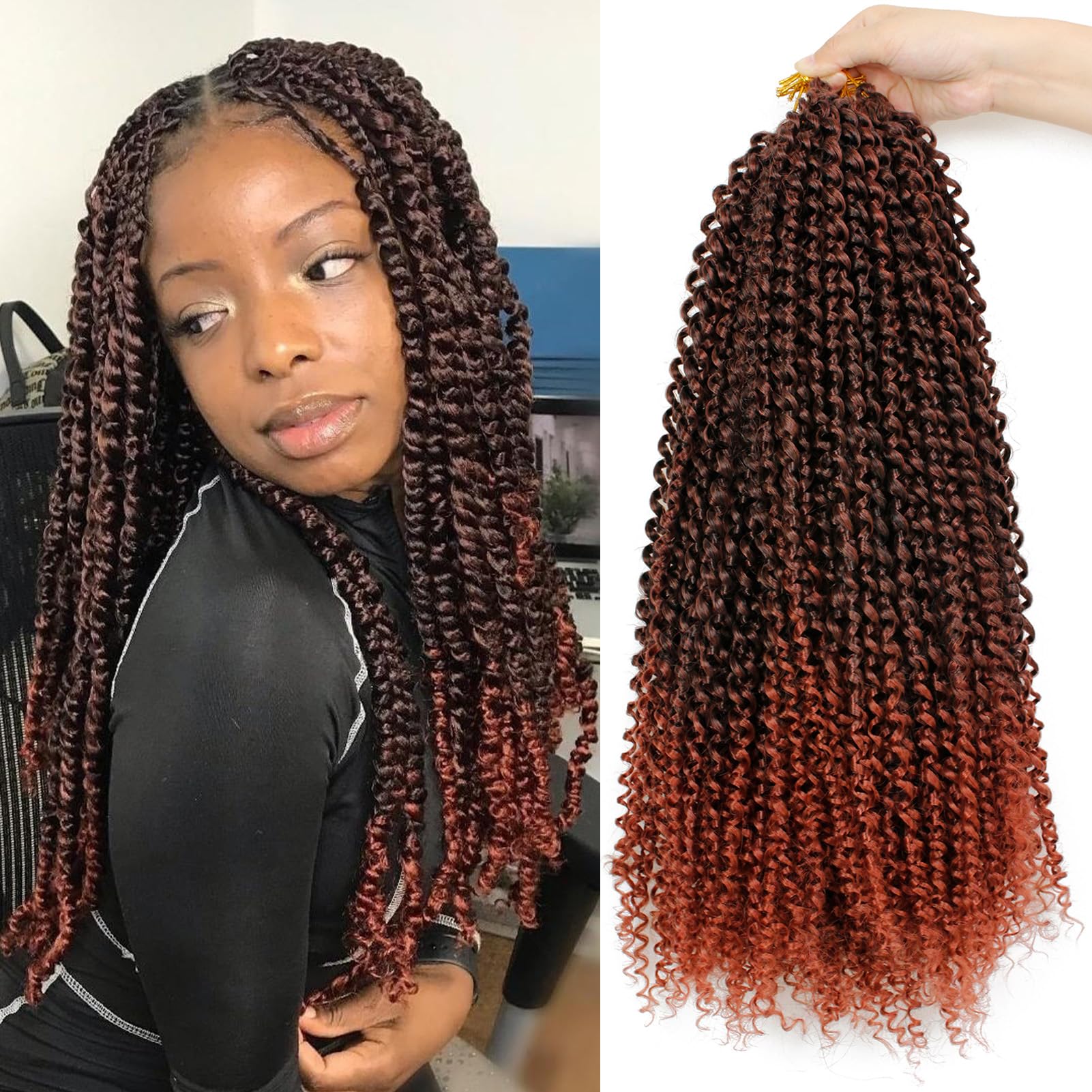 7 Packs Passion Twist Crochet Hair Braids 18 Inch Water Wave Synthetic Hair For Passion Twist Crochet Braiding Hair Goddess Locs