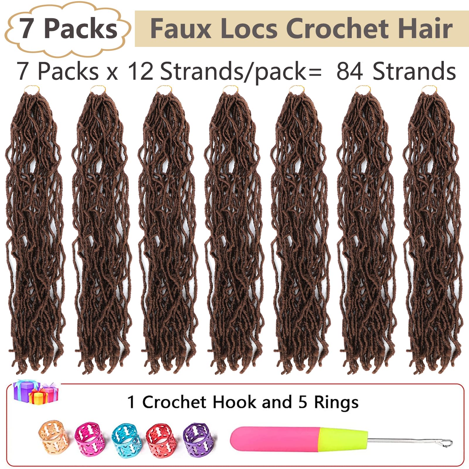 Faux Locs Crochet Hair Soft Locs 26 Inch 7 Packs Long Crochet Locs Natural Locs Crochet Hair For Women Synthetic Pre Looped Croc