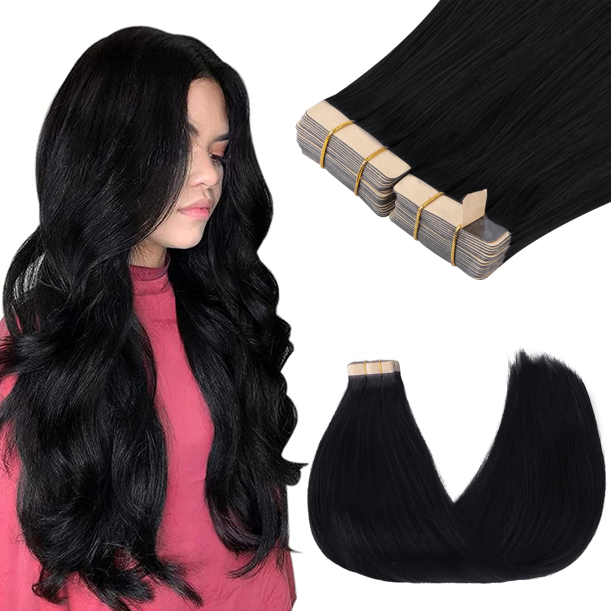 Goo Goo Tape In Hair Extensions Human Hair, 18Et90A Natural Blonde Balayage, 10Inch 60G 40Pcs, Thick Ends Straight Seamless Tape