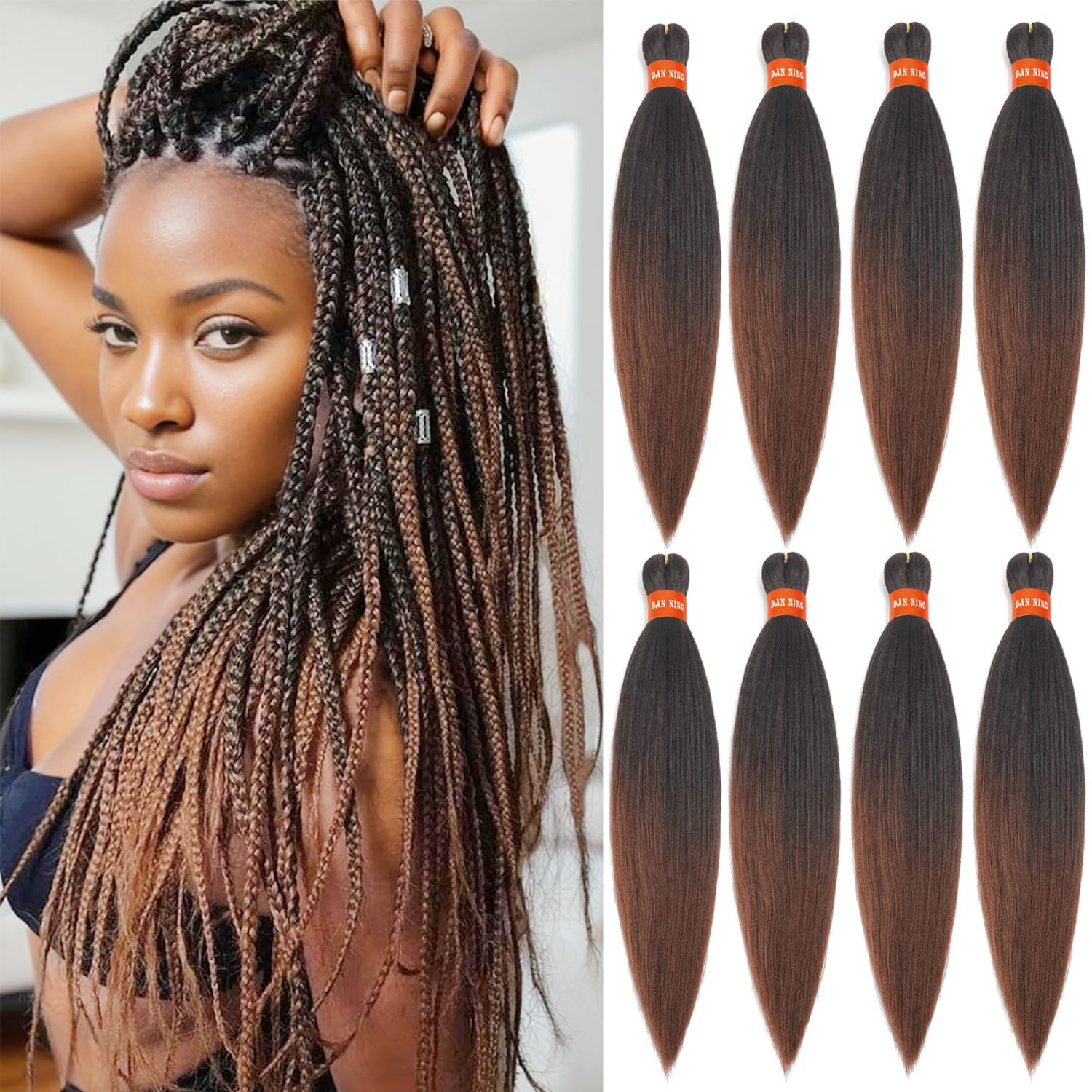 Ombre Pre-stretched Braiding Hair, Silky Braid Hair Extensions, Crochet Twist Hair Braids, Yaki Texture Original Braiding Hair P