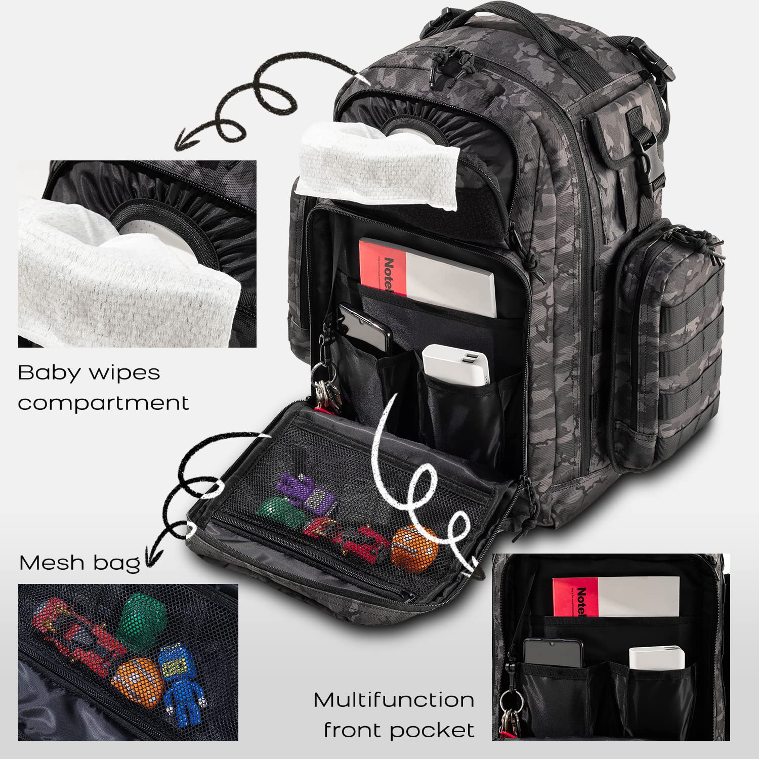 Dinictis 40L Diaper Bag Backpack for Dad,Travel Baby Nappy Bags for Men,Baby Accessories for Daddy- Black camo