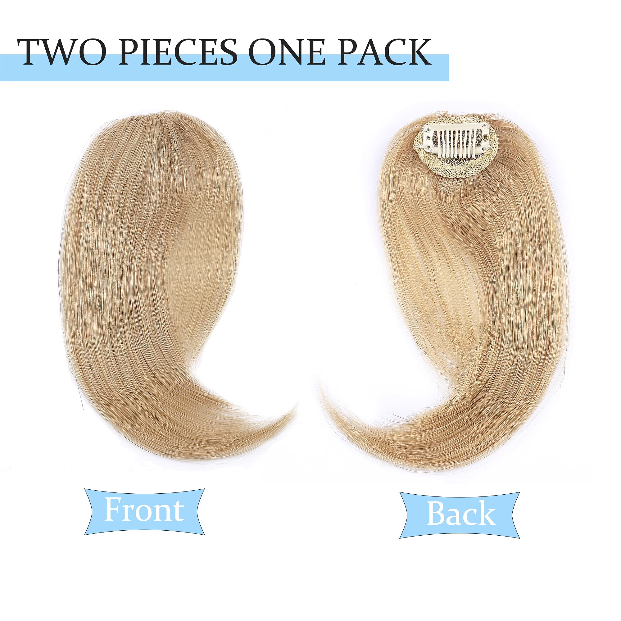 Sego Side Bangs Clip In Bangs 100% Real Human Hair 10 Inch 2Pcs French Bangs Wave Fringe Swept Natural Look Hair Piece 15G/Pcs-N