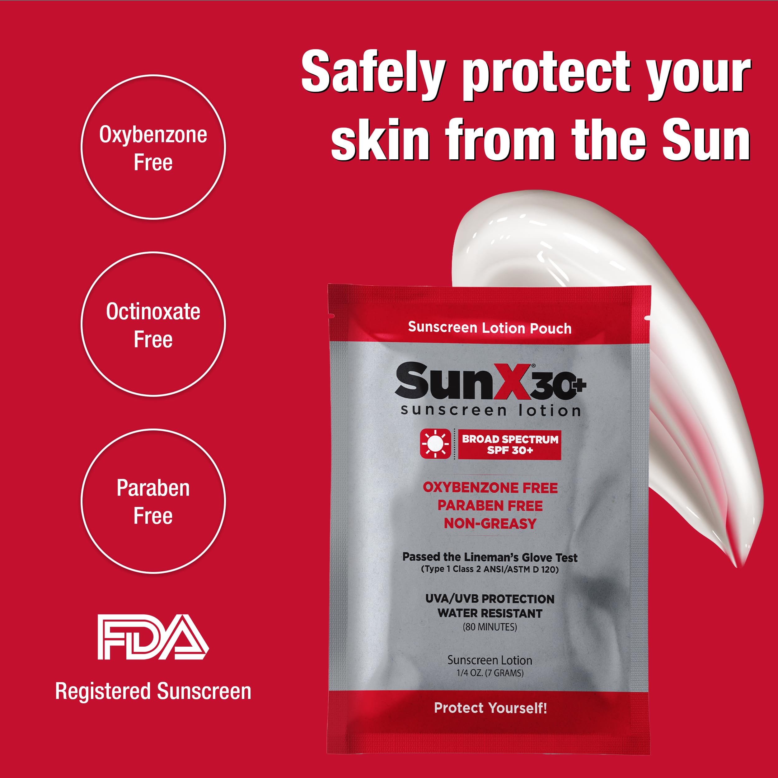 Sun X 30+ Spf Individual Sunscreen Packets Travel Size - Pack Of 300 Paraben, Oxybenzone, & White Cast Free Broad Spectrum Spf S