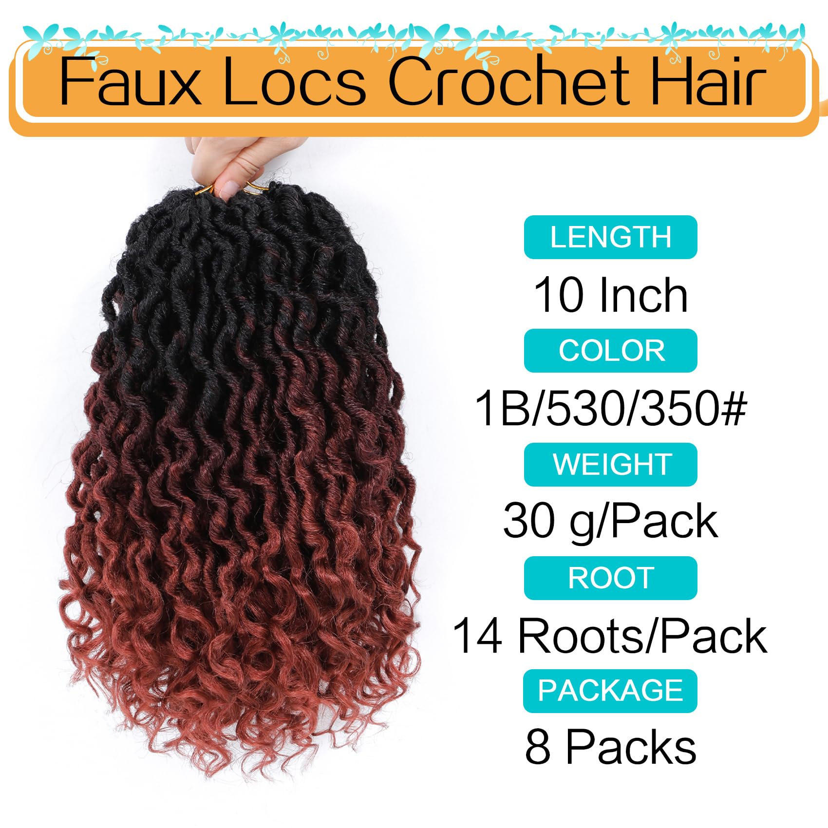 Karida Goddess Locs Crochet Hair 10 Inch, 8 Packs Faux Locs Crochet Hair For Black Women, Pre Looped Crochet Goddess Locs With C