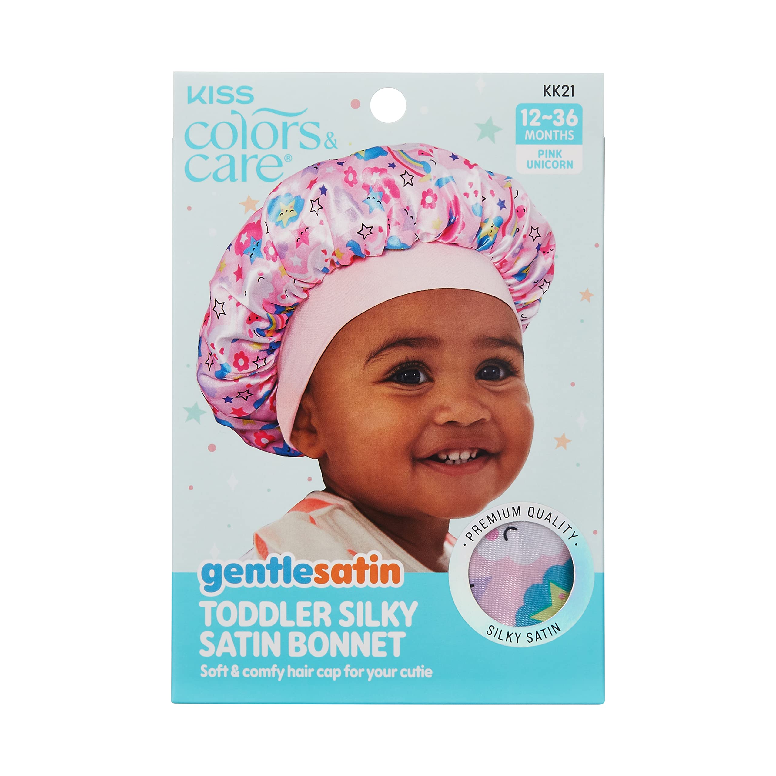 KISS COLORS & CARE Toddler Unicorn Silky Satin Hair Bonnet  Super Soft Breathable Material for Hair Protection from Dryness, Fr