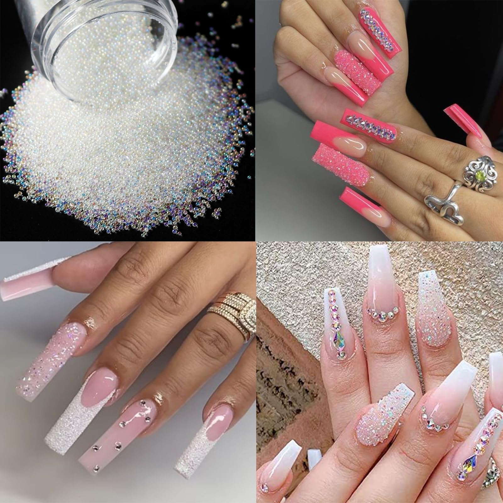3 Boxes Nail Art Rhinestones Pink Nail Charms 2mm-4mm Resin Clear Jelly Rhinestones Pearls Glitters Nail Art Supplies Crystal Ge