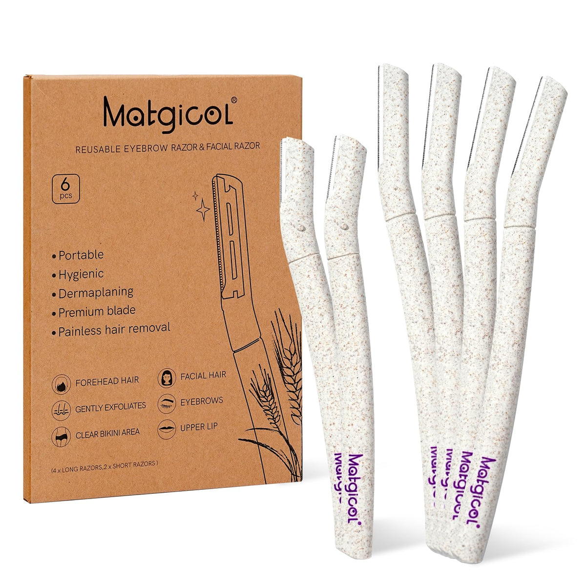Eco-Friendly Women's Dermaplaning Razor - Multipurpose Exfoliating Tool with Anti-Cut Blades & Biodegradable Handle for Silky Sk