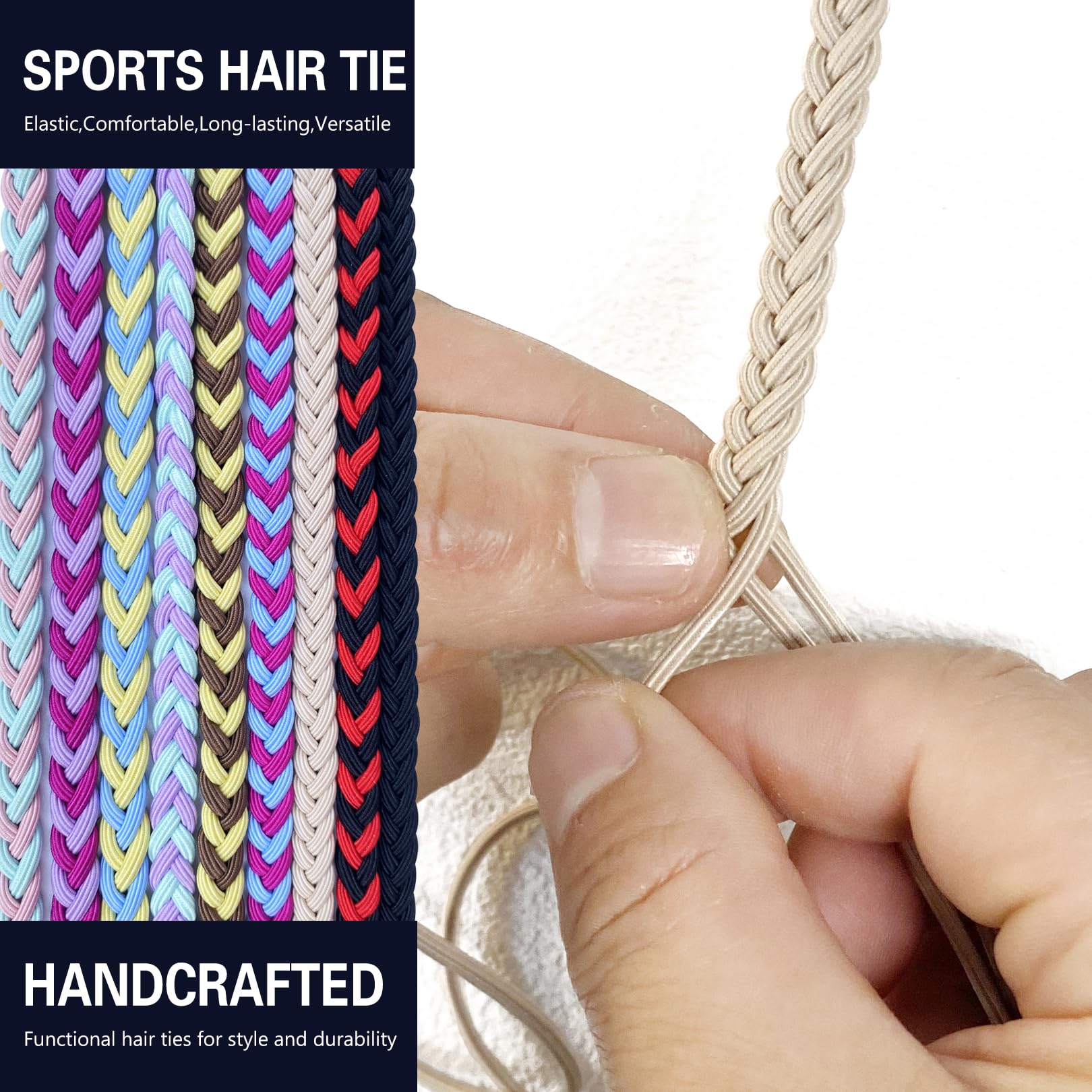 3 Packs 25'' Black Elastic No Damage Hair Ties For Long Thick Hair - Ponytail Holders For Women'S Braided Hair, Water Sport And