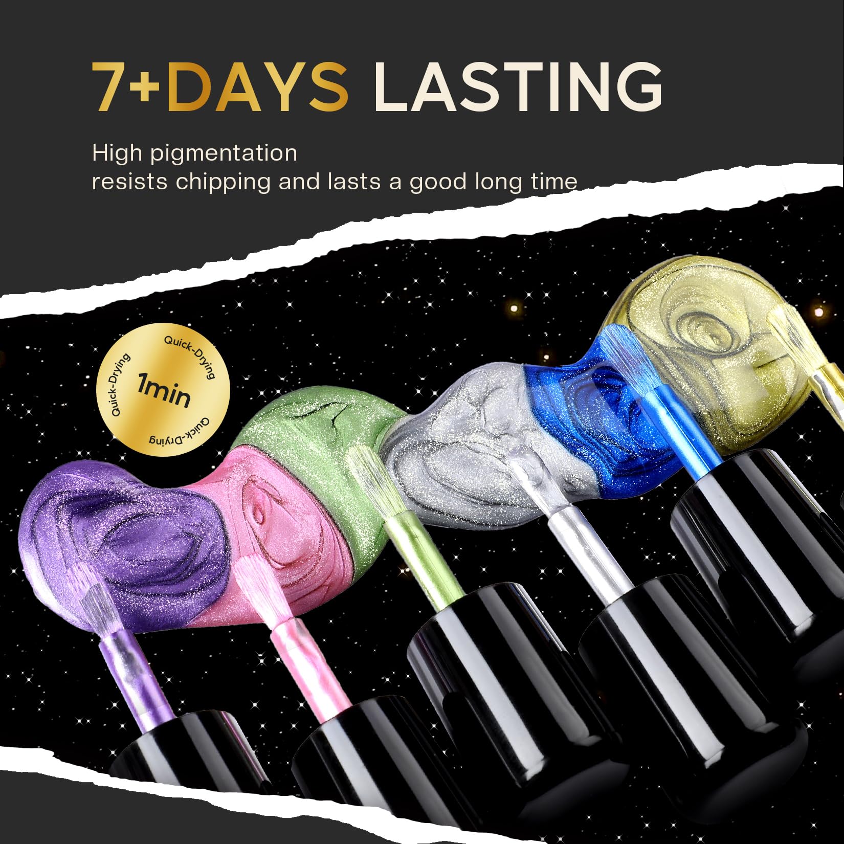 Morovan Fingernail Nail Polish Set: Metallic Chrome Mirror Quick Air Dry Nail Polish Gold Sliver Purple Mini Nail Polish Kit Hom