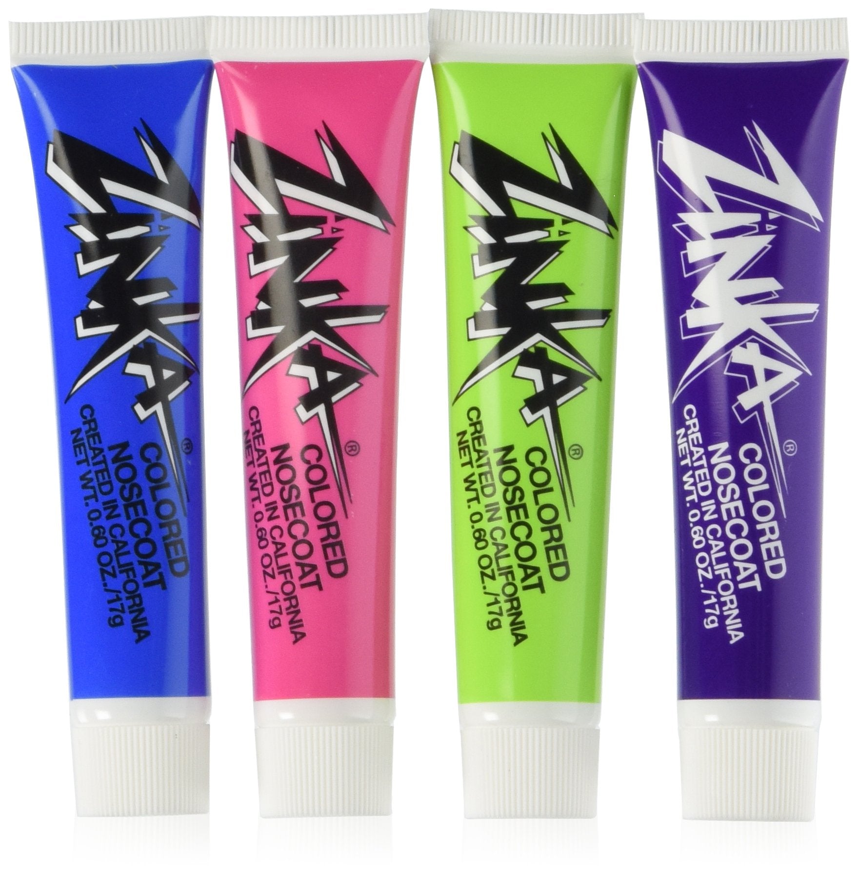 Zinka Colored Sunblock Zinc Waterproof .6oz Blue/Pink/Green/Purple, 4 Pack